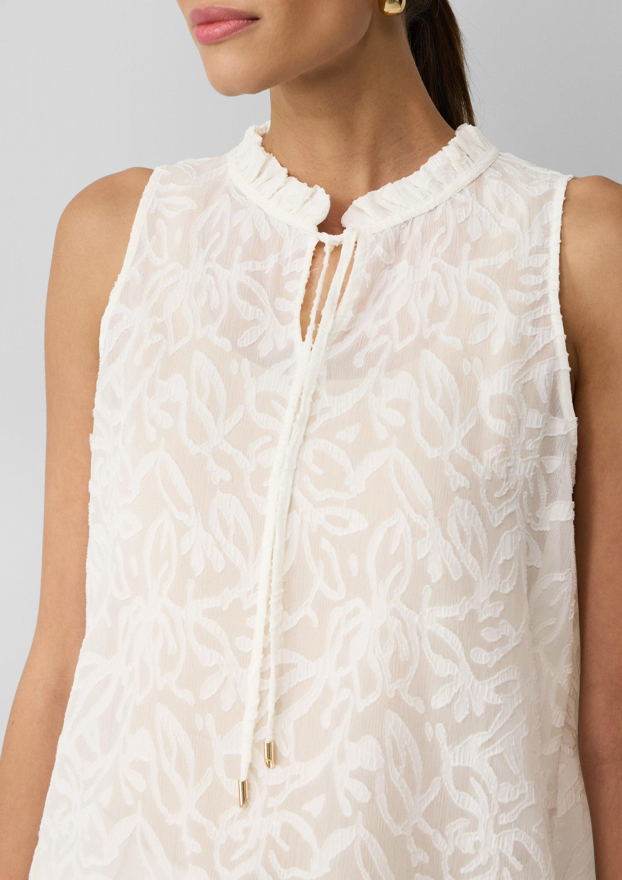 s.Oliver Blusentop Bluse Semitransparentes Top mit Tunika-Ausschnitt und Rüschen – Bild 4 von 5