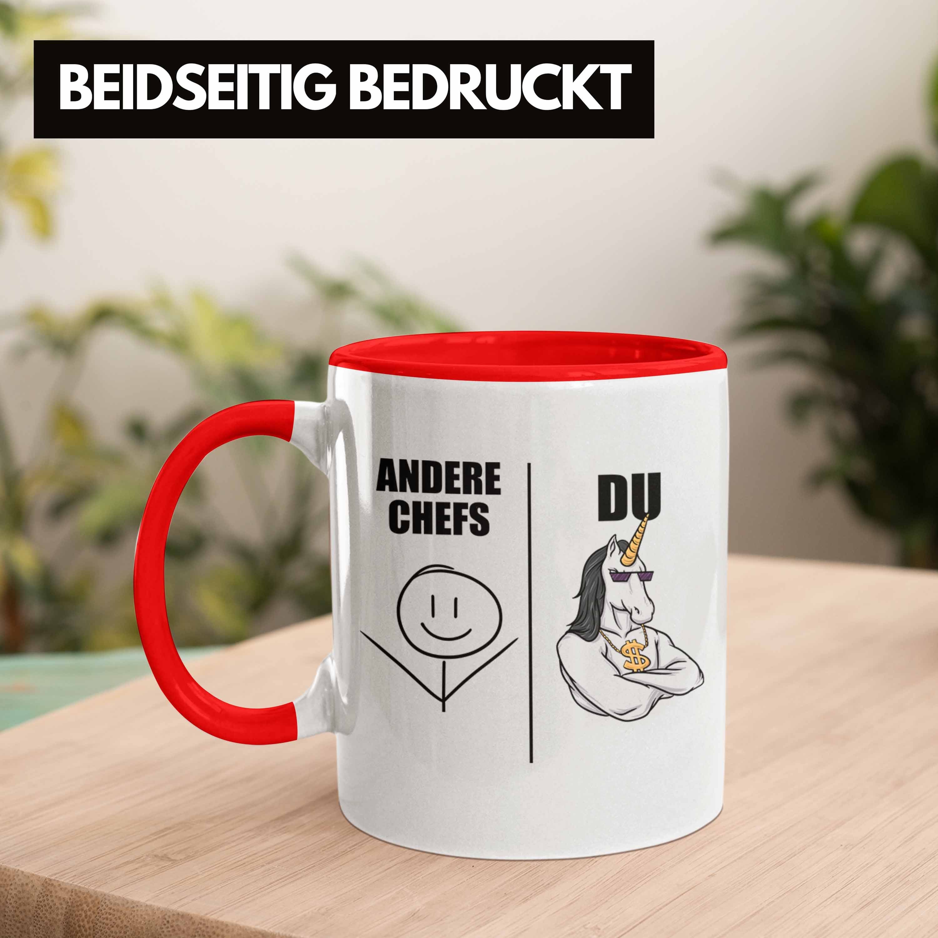 - Trendation Trendation für Tasse Spruch Lustig Chef Rot mit Geschenke Kaffeebecher Bester Weihnachtsgeschenk Tasse Chef