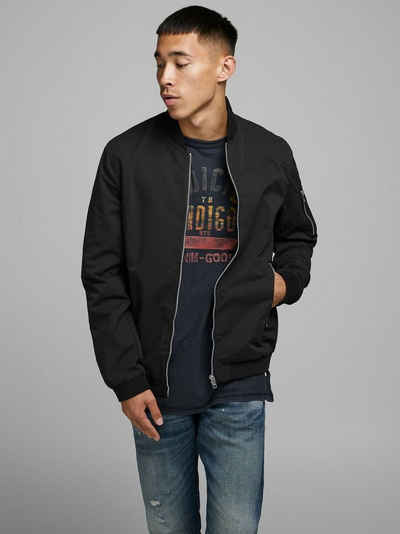 Jack & Jones Blouson Leichte Bomber Jacke Plus Size Große Übergrößen JJERUSH 4382 in Schwarz