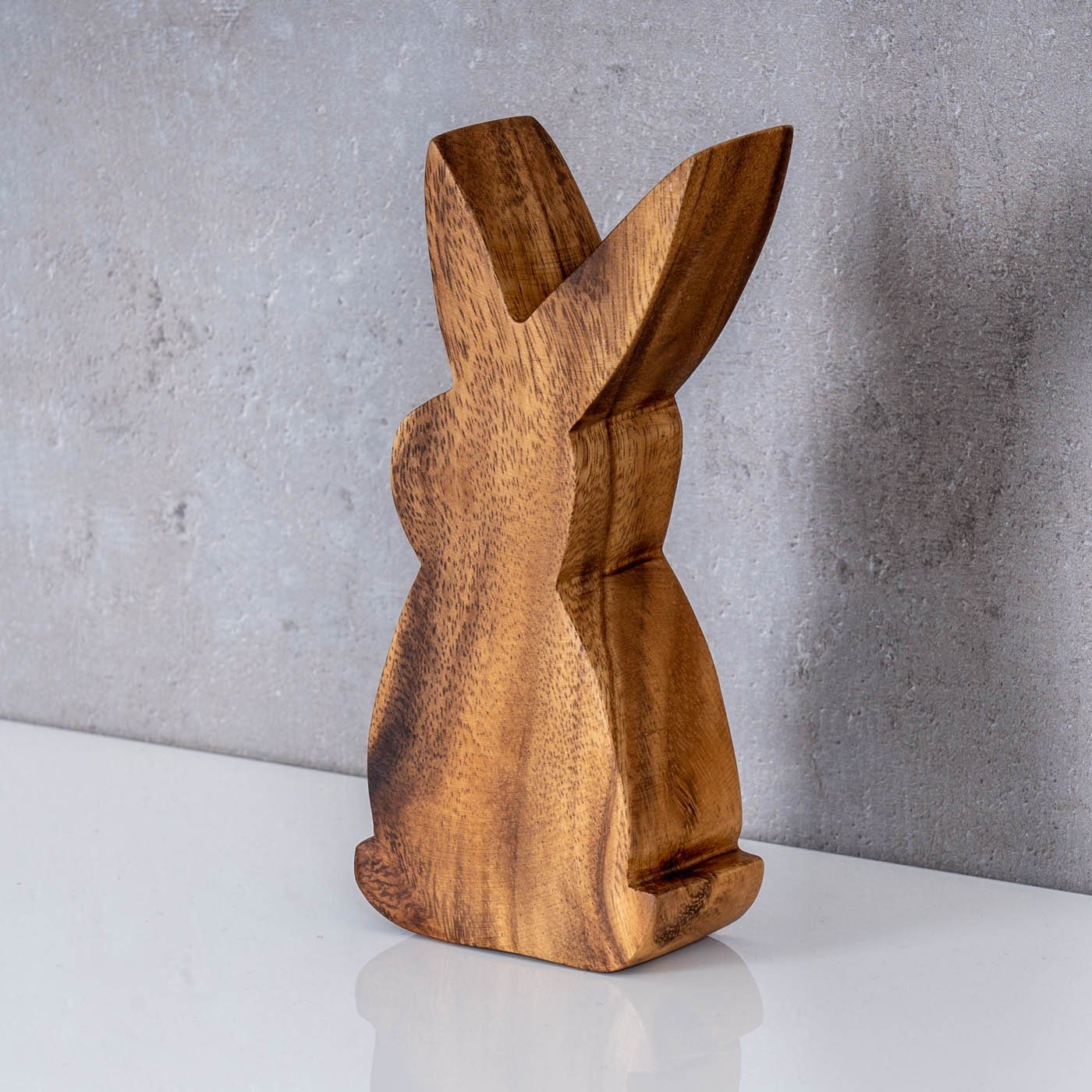 Levandeo® Osterhase, Hase H15cm Holz Osterhase Akazienholz Osterdeko Dekoaufsteller