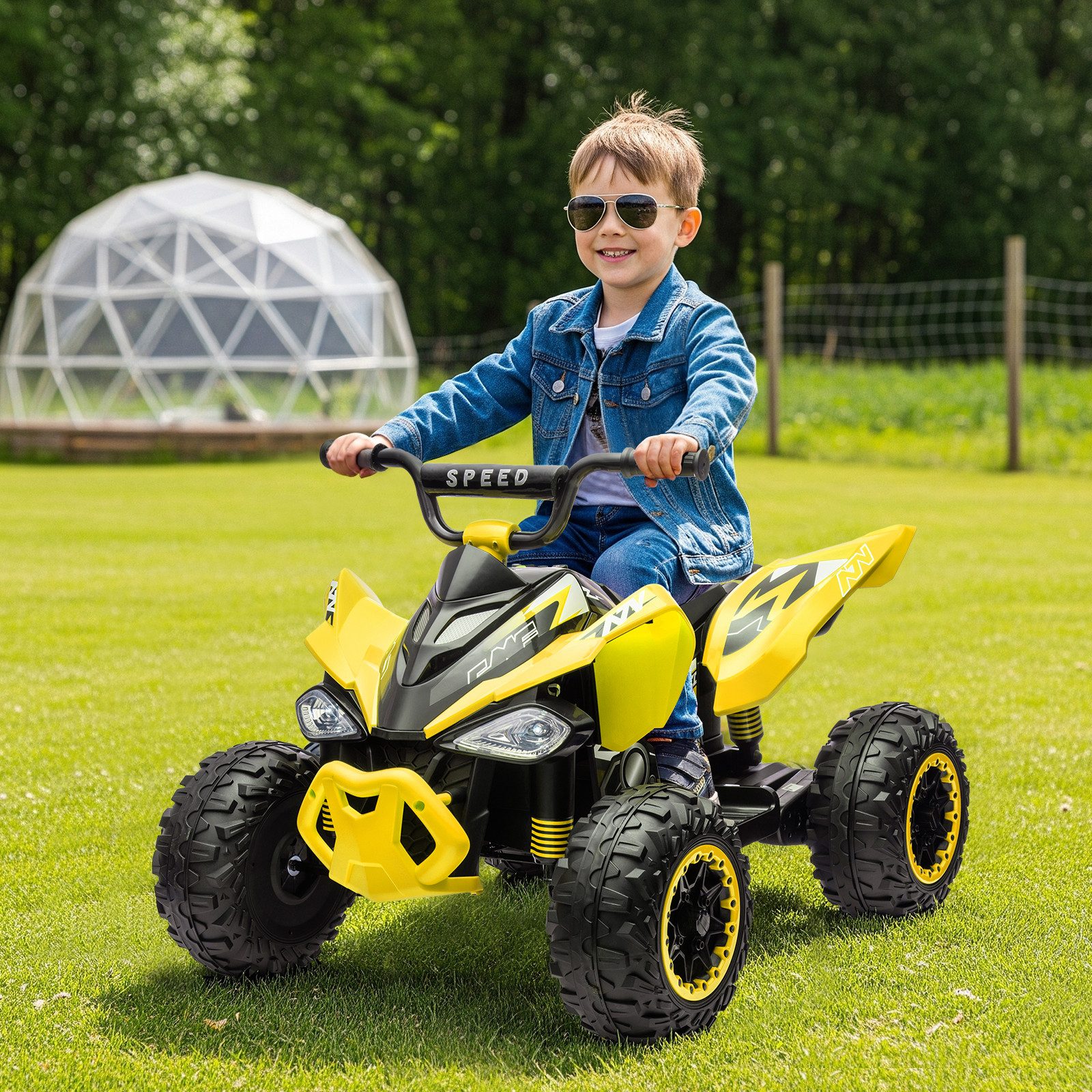 LALAHO Elektro-Kinderquad Kinder Quad Elektro, Elektro-Kinderquad, 12V, langsamer Start, Musik, LED, 12Vlangsamer Start,35WInklusive Akku und Ladegerät