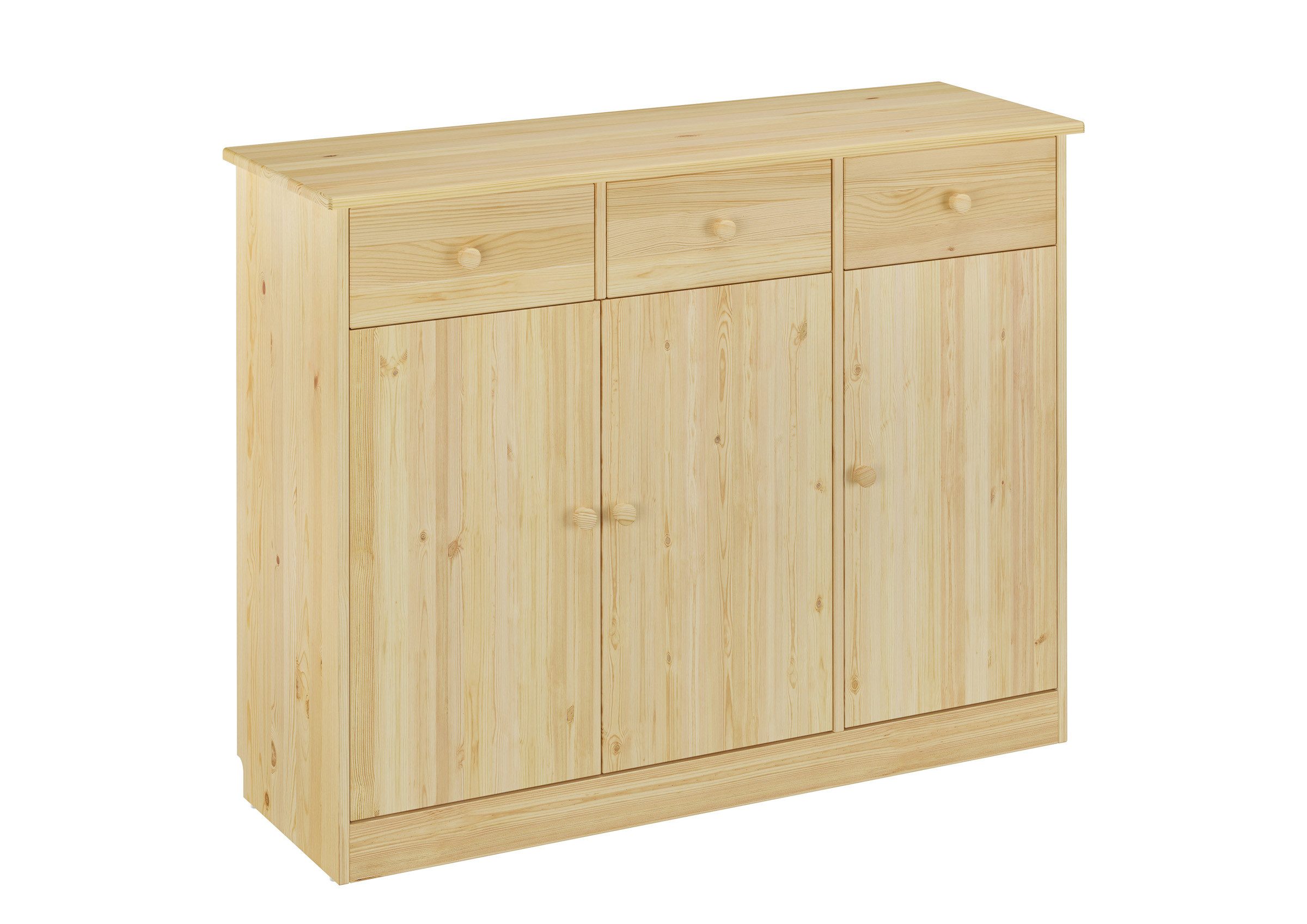ERST-HOLZ Sideboard Highboard Kommode Anrichte Kiefer Sideboard 3 Schubladen 3 Türen, 90.50-25 - Sideboard Kiefer3 Schubladen, 3 Türen