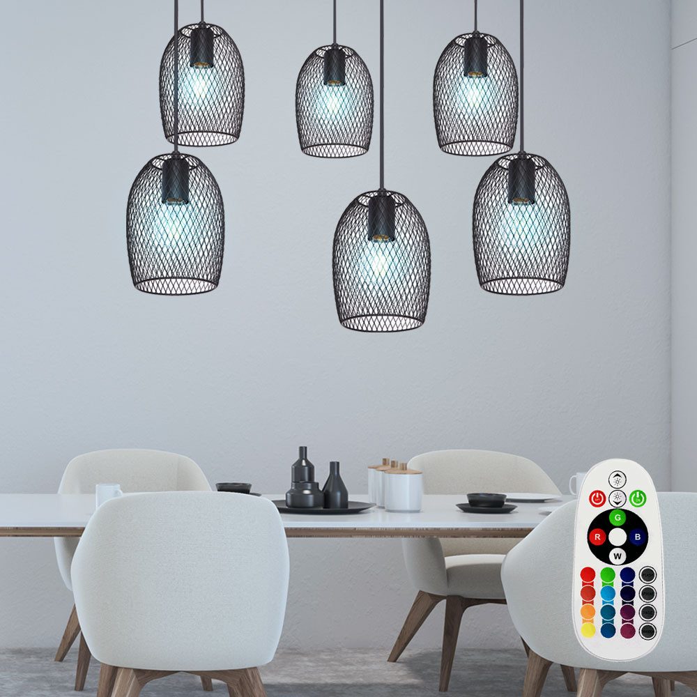 etc-shop Pendelleuchte, Leuchtmittel inklusive, Warmweiß, Farbwechsel, Geflecht Pendel Decken Lampe DIMMBAR Wohn Zimmer Fernbedienung