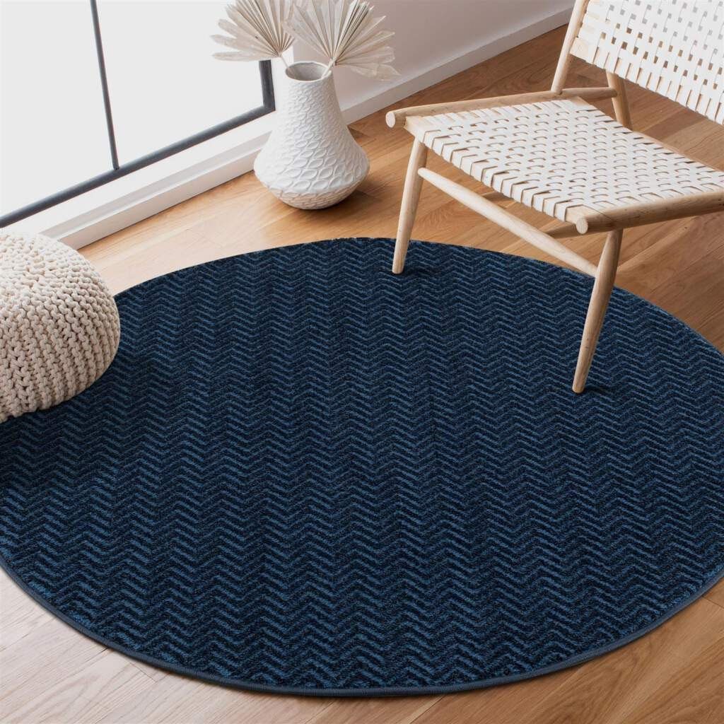 Teppich 233-82-FANCY805-R, Carpet City, rund, Höhe: 12 mm, Kurzflor,  Einfarbig, 3D-Optik, Zickzack Look