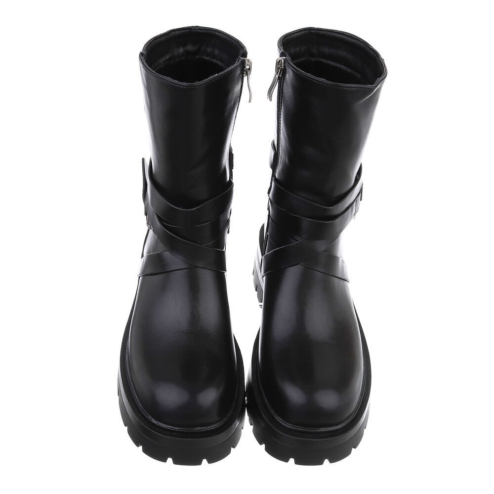 Ital-Design Damen Bikerschuhe Biker Westernstiefelette (87451927) Blockabsatz Stiefeletten in Schwarz – Bild 4 von 5