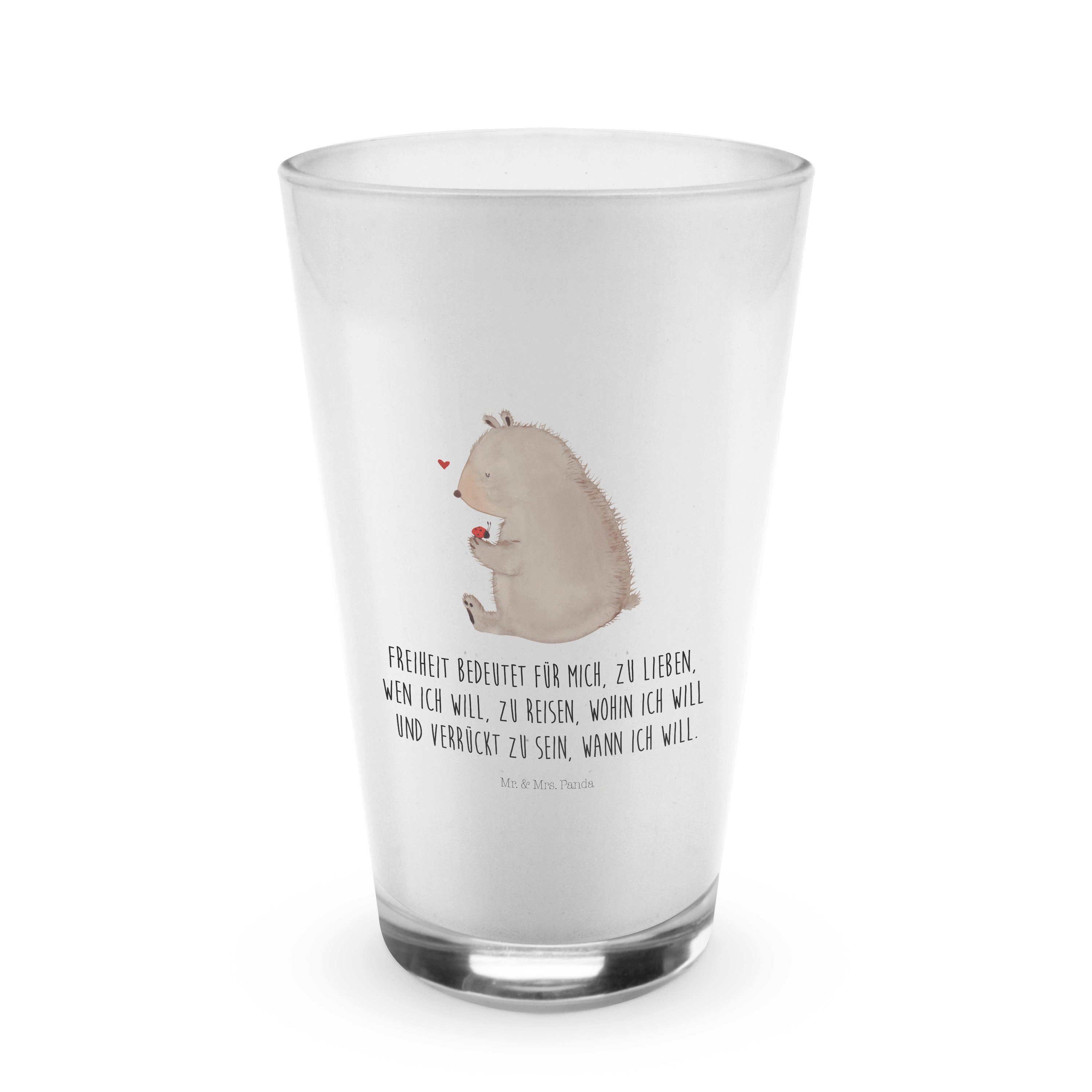 Panda Geschenk, - Latte Glas, Transparent Mrs. Glas Glas Mr. Bär M, mit & Freiheit, Marienkäfer Premium -