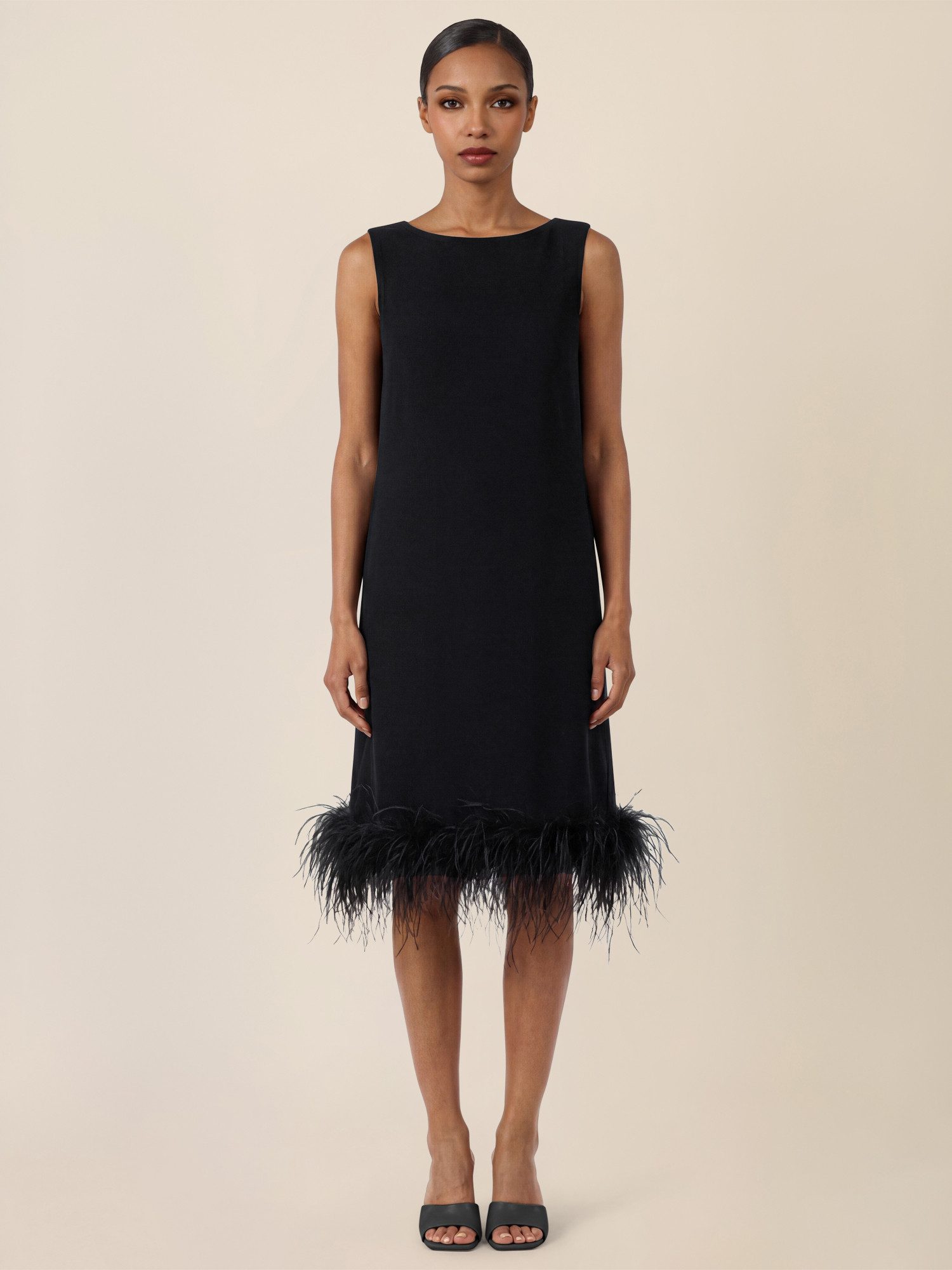 Apart Midikleid mit Federsaum
