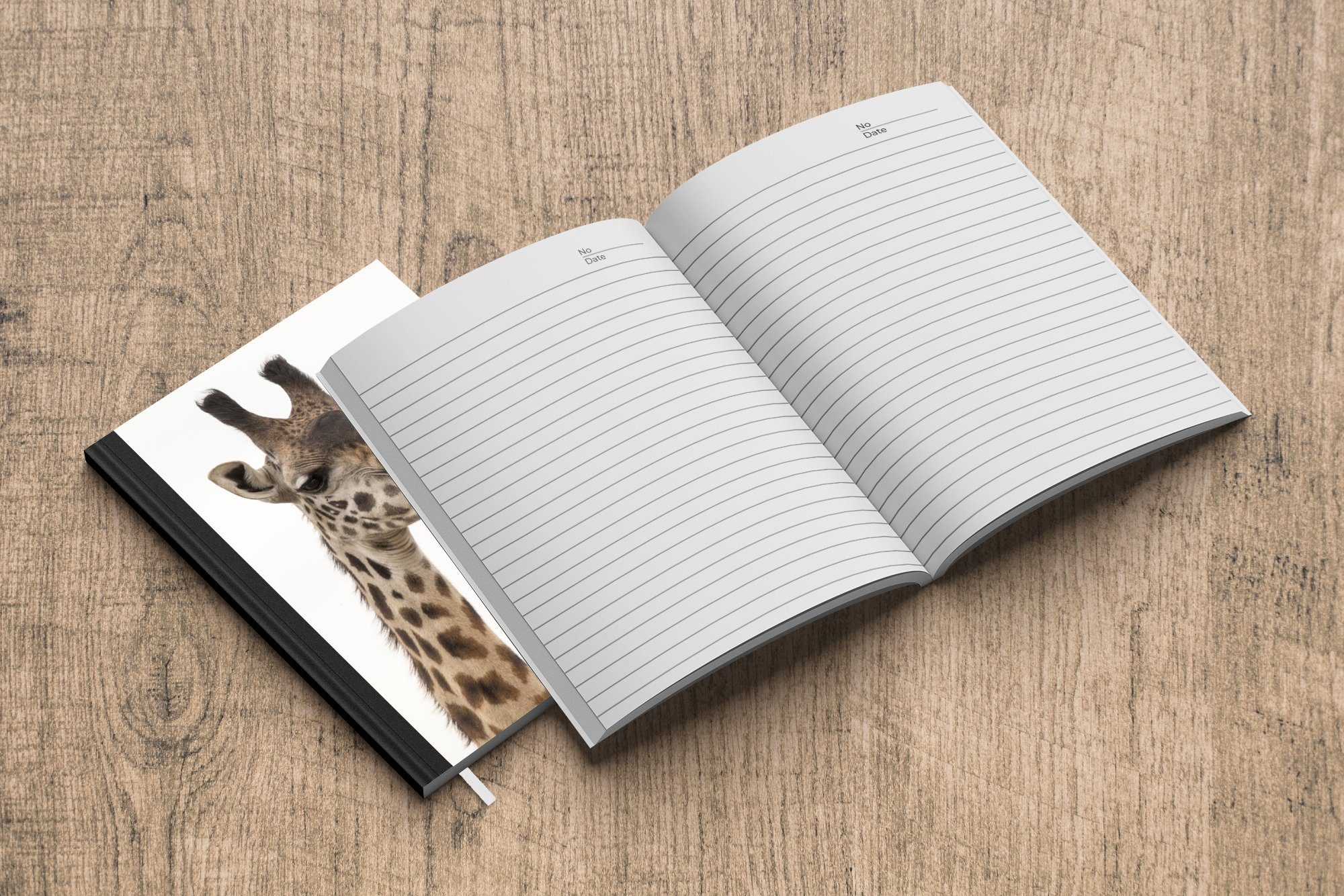 MuchoWow Notizbuch Weiß, 98 - - Merkzettel, Tagebuch, Tier Giraffe Haushaltsbuch Seiten, A5, Notizheft, Journal