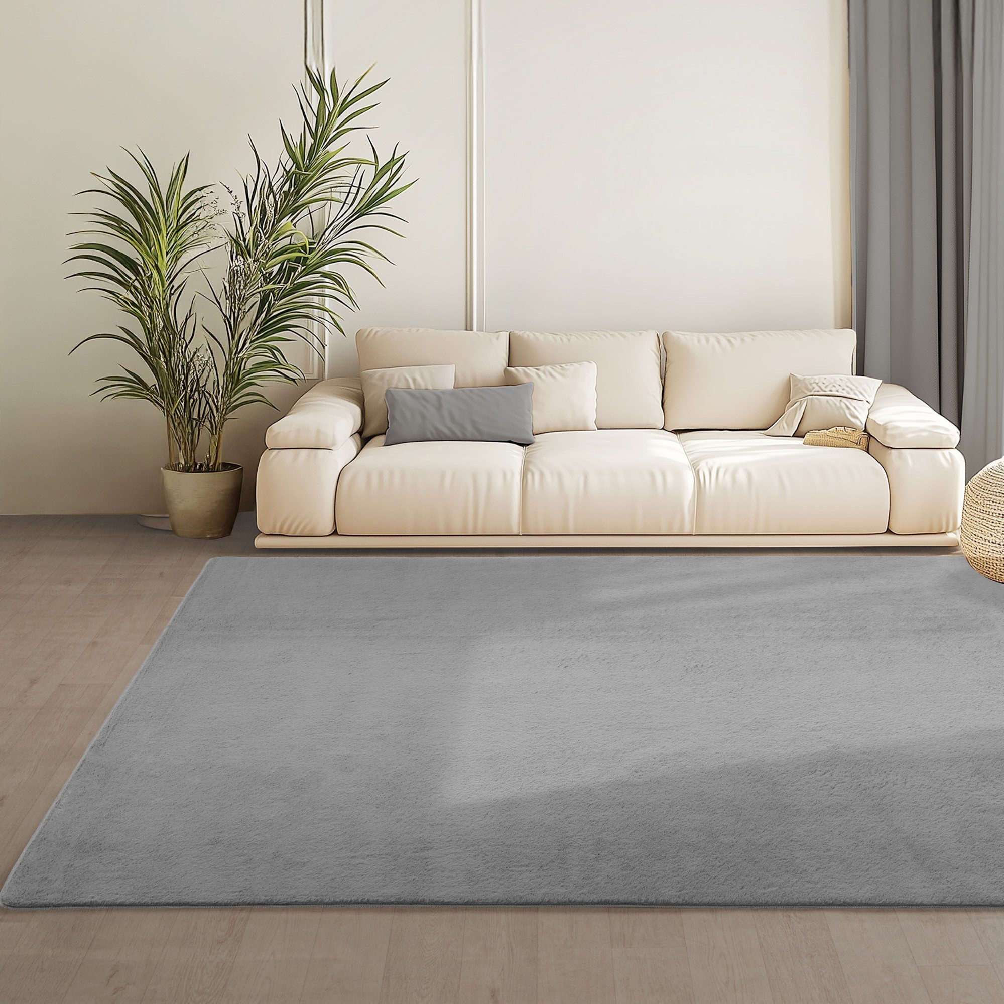 Teppium Teppich Unicolor - Einfarbig, Rechteckig, Höhe: 11 mm, Kurzflor Teppich Anti-Rutsch Rückseite Waschbar Flauschiger