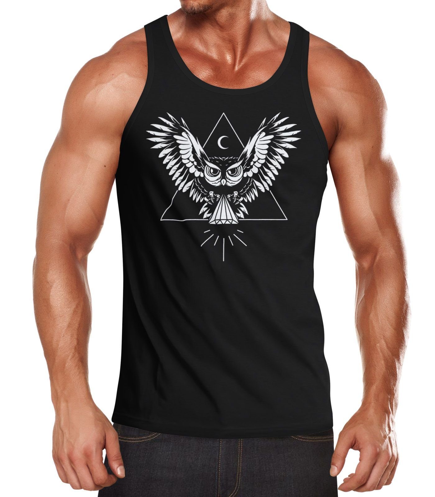 Neverless Tanktop Herren Tanktop Eule Muskelshirt günstig online kaufen