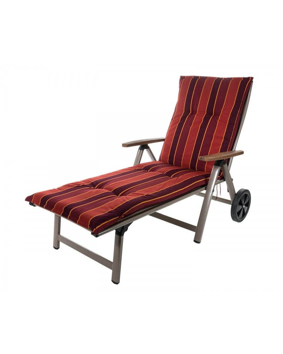 Sun Garden Liegenauflage Rollliege Naxos 20208-3 terracotta-rot gestreift 190x60x6 cm SG, (1 St), Halteband Gummi mit Bindebändern Halteband Gummi