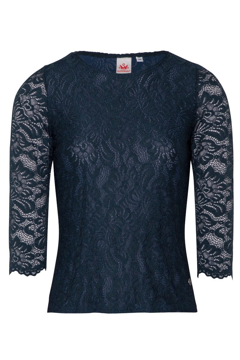 Spieth & Wensky Trachtenshirt Blusenshirt - ALHEIM - dunkelblau, dunkelrot günstig online kaufen