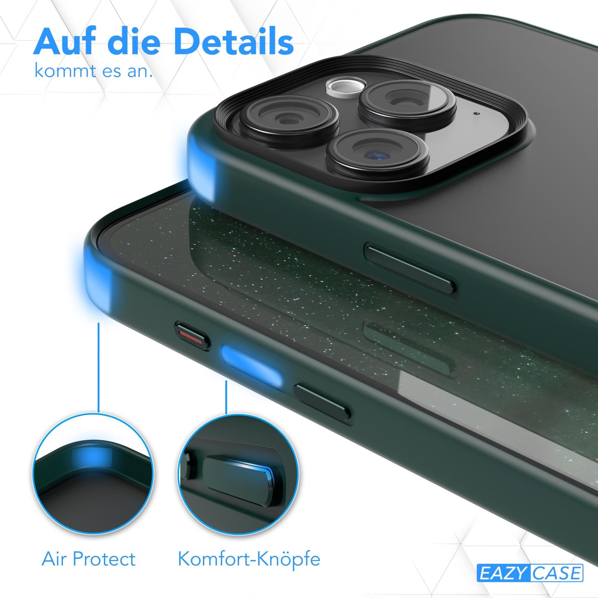 EAZY CASE Handyhülle Outdoor Case für Apple iPhone 15 Pro Max 6,7 Zoll, Slim Cover Durchsichtig Robust Back Cover stoßfest Grün / Nachtgrün – Bild 3 von 5