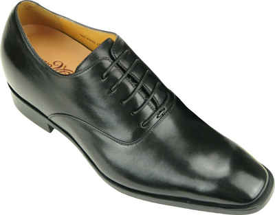 Mario Moronti Monza schwarz Gummisohle Schnürschuh + 7 cm größer, Schuhe die größer machen, Schuhe mit Erhöhung