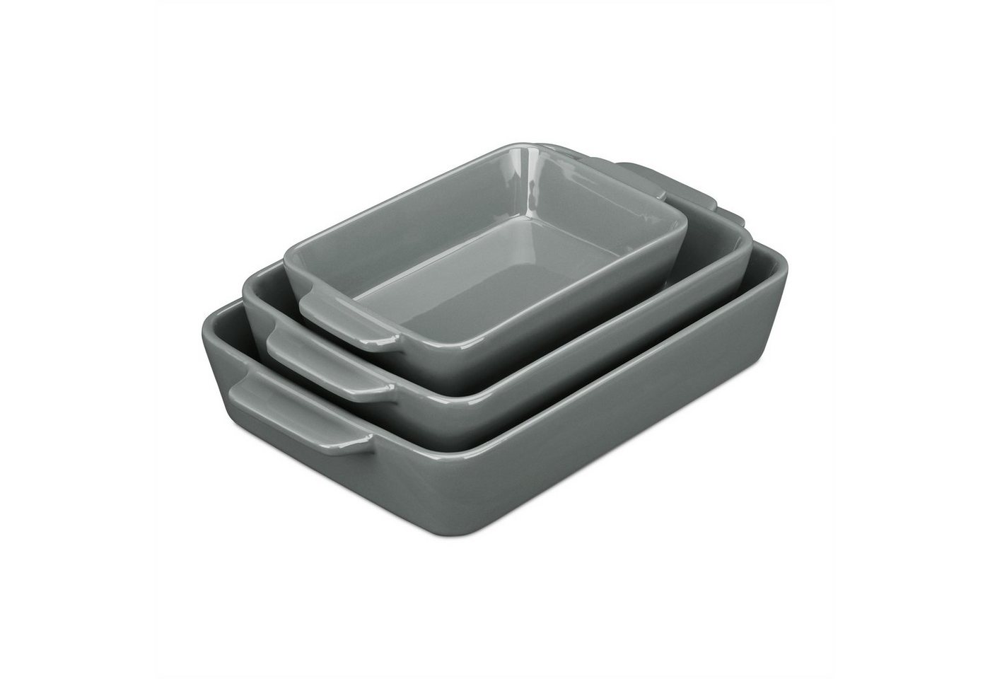 relaxdays Auflaufform 3-tlg. Keramik Auflaufform Set grau, Keramik, (3-St)