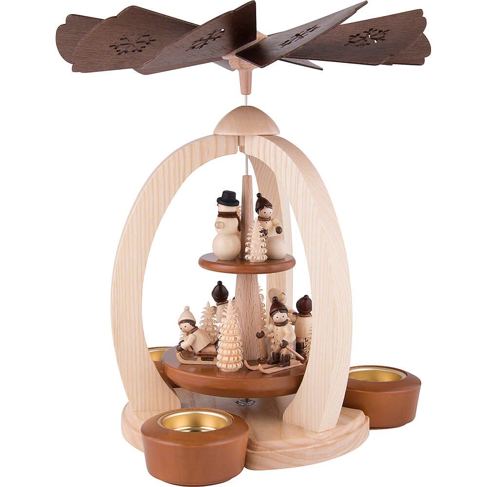 Erzgebirge-Palast Weihnachtspyramide 2-stöckige Pyramide Winterkinder - Exklusiv (30cm) von Erzgebirge-Pala