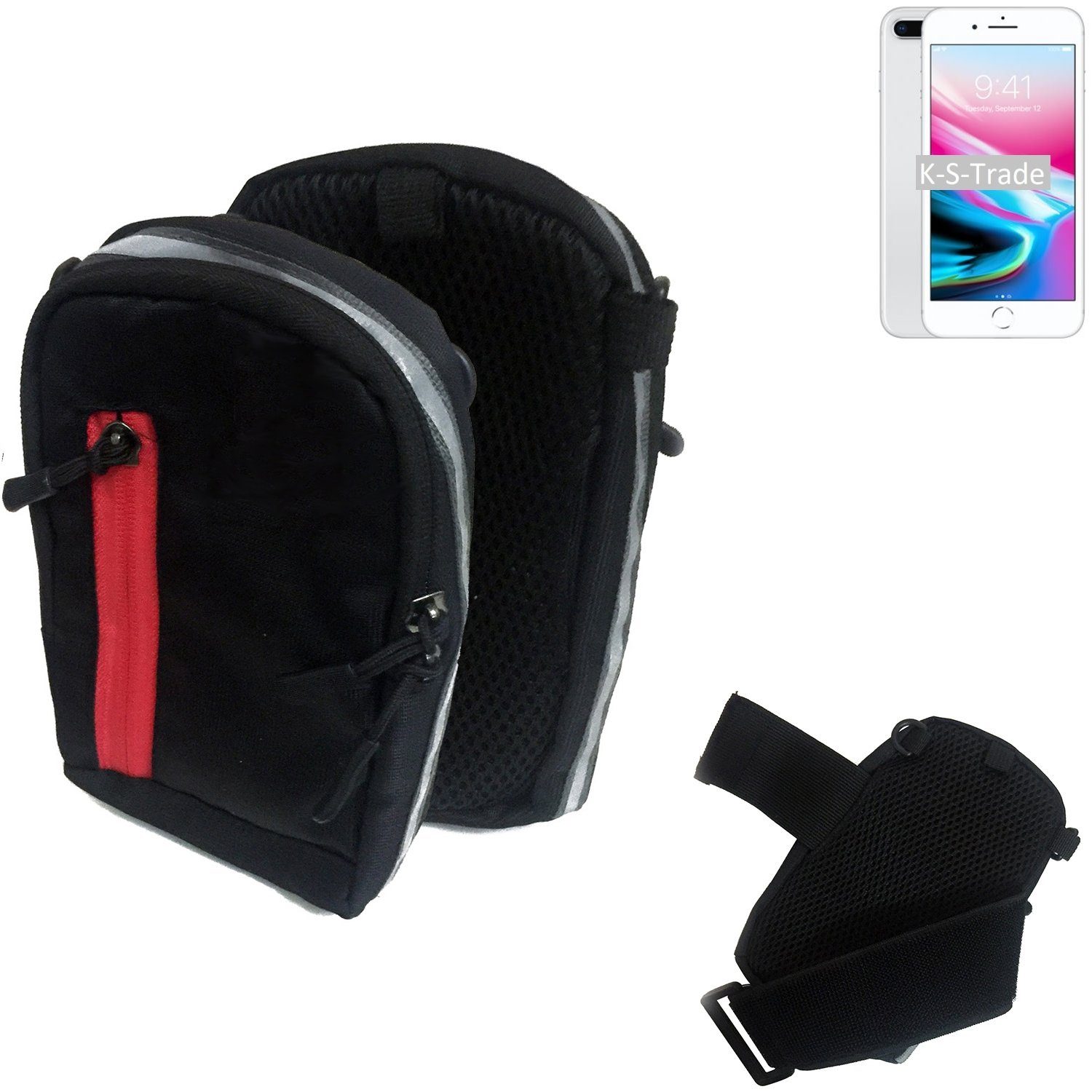 K-S-Trade Handyhülle für Apple iPhone 8 Plus, Outdoor Gürteltasche Holster  Umhängetasche schwarz Handy Tasche