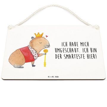 Mr. & Mrs. Panda Hinweisschild DIN A6 Capybara König - Weiß - Geschenk, lustige Sprüche, Tiermotive, (1 St), Mit Kordel