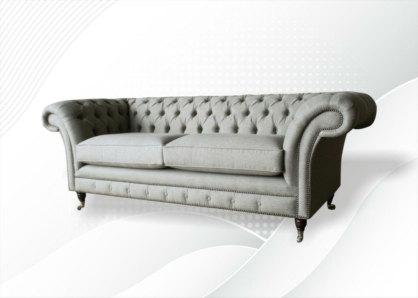 Neu, Luxus JVmoebel 3-er Dreisitzer 3-Sitzer Chesterfield-Sofa hellgrauer Sofa Made Europe in Moderne Couch