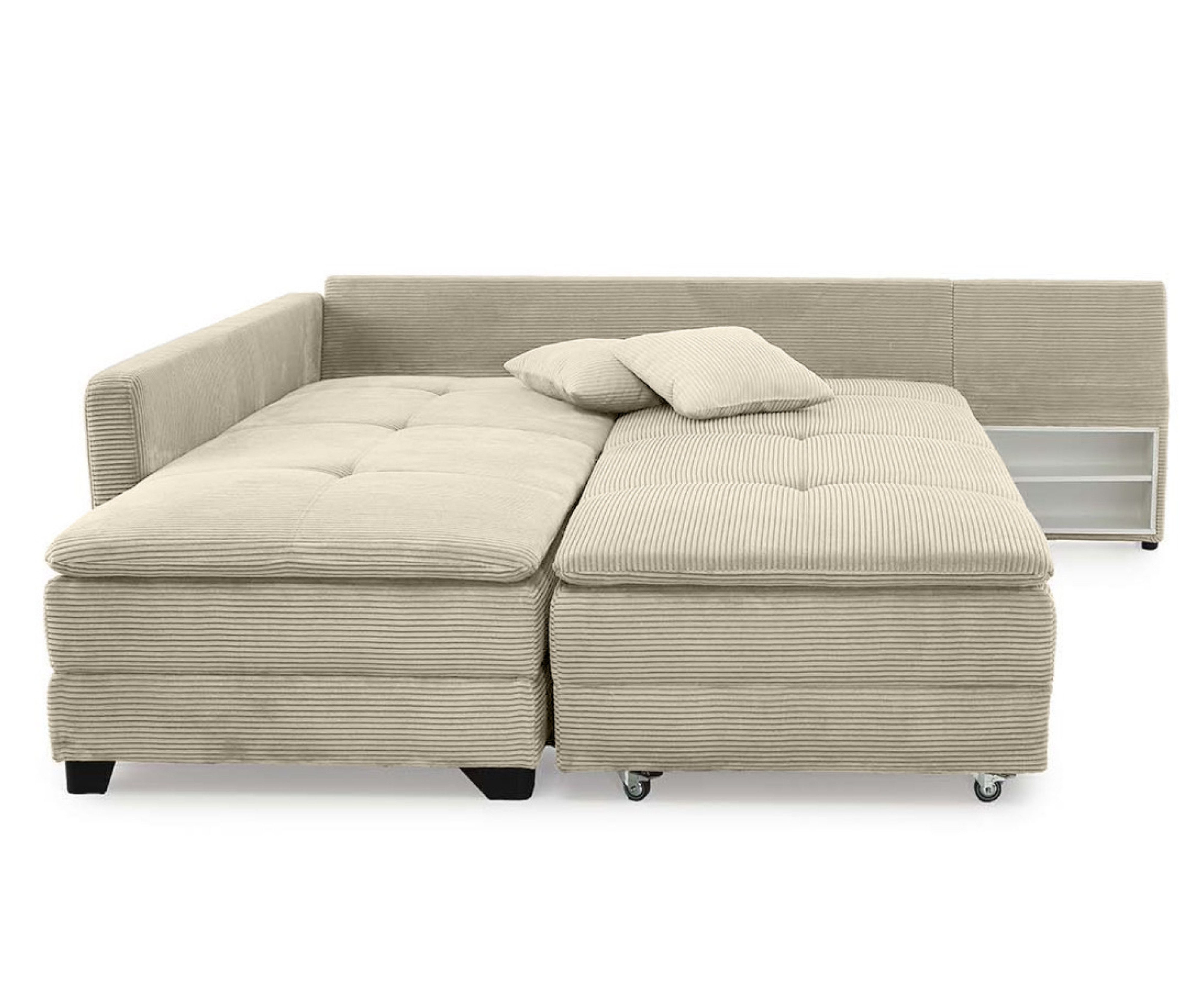 luma-home Ecksofa 15161, Dauerschläfer-Doppelbett 306x223 cm, günstig online kaufen