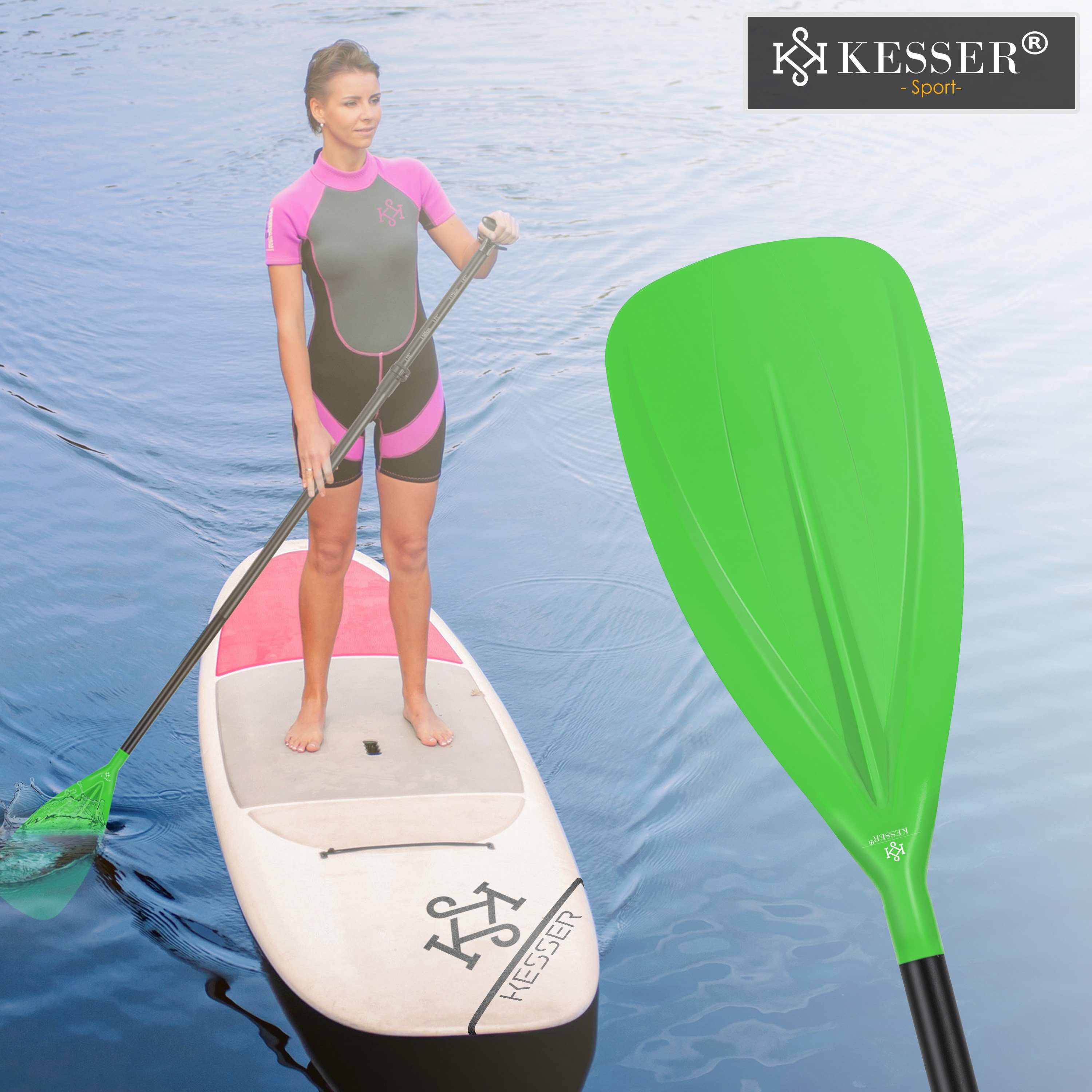 grün KESSER Paddling Kayak SUP Paddle 3-teilig SUP-Paddel, Board Stand-Up für