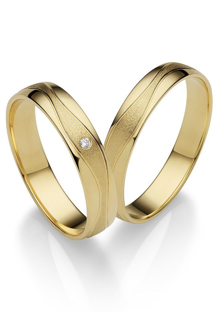 Firetti Trauring Schmuck Geschenk Gold 375 Hochzeit Ehering "LIEBE", Made in Germany, wahlweise mit oder ohne Brillant