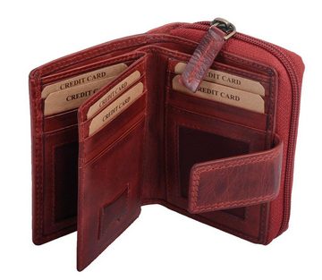 Geldbörse Elegante rote Damenbörse aus Hochwertigem Leder, Kartenfächer & Sicht