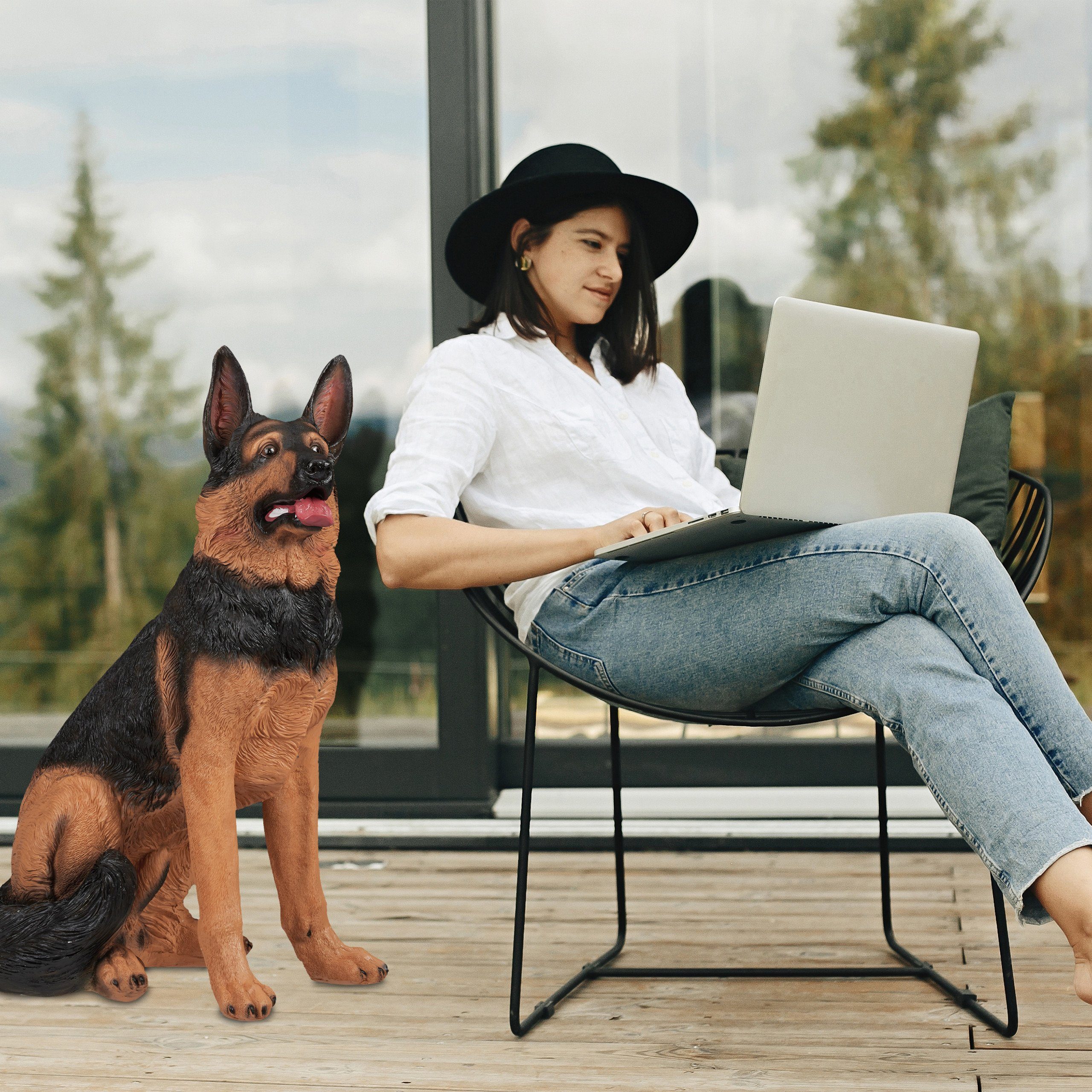 Schäferhund Lebensgroße relaxdays Gartenfigur Figur