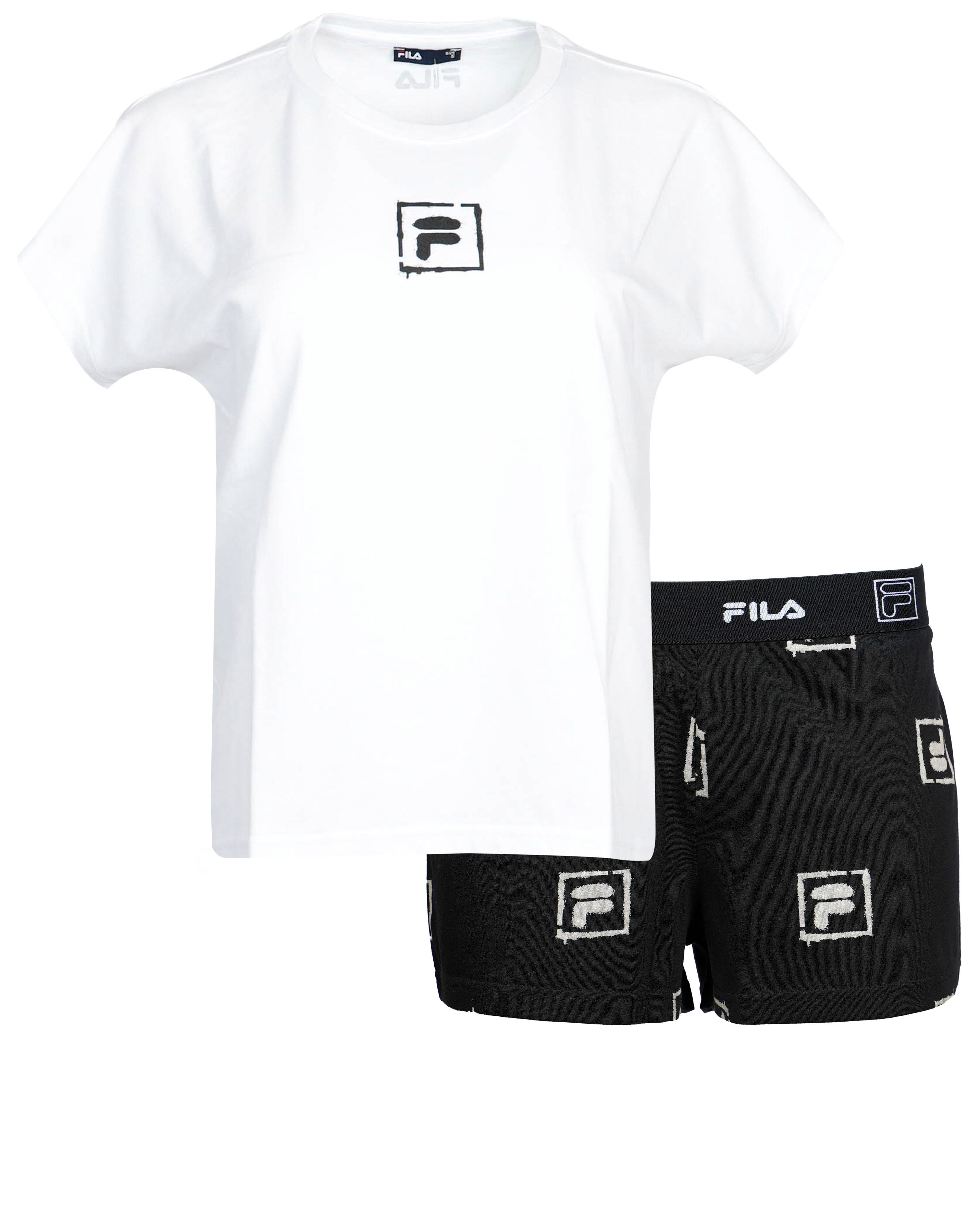 Fila Shorty WOMAN JERSEY PYJAMAS (2 tlg) mit auffälligem Logodruck, Rundhal günstig online kaufen