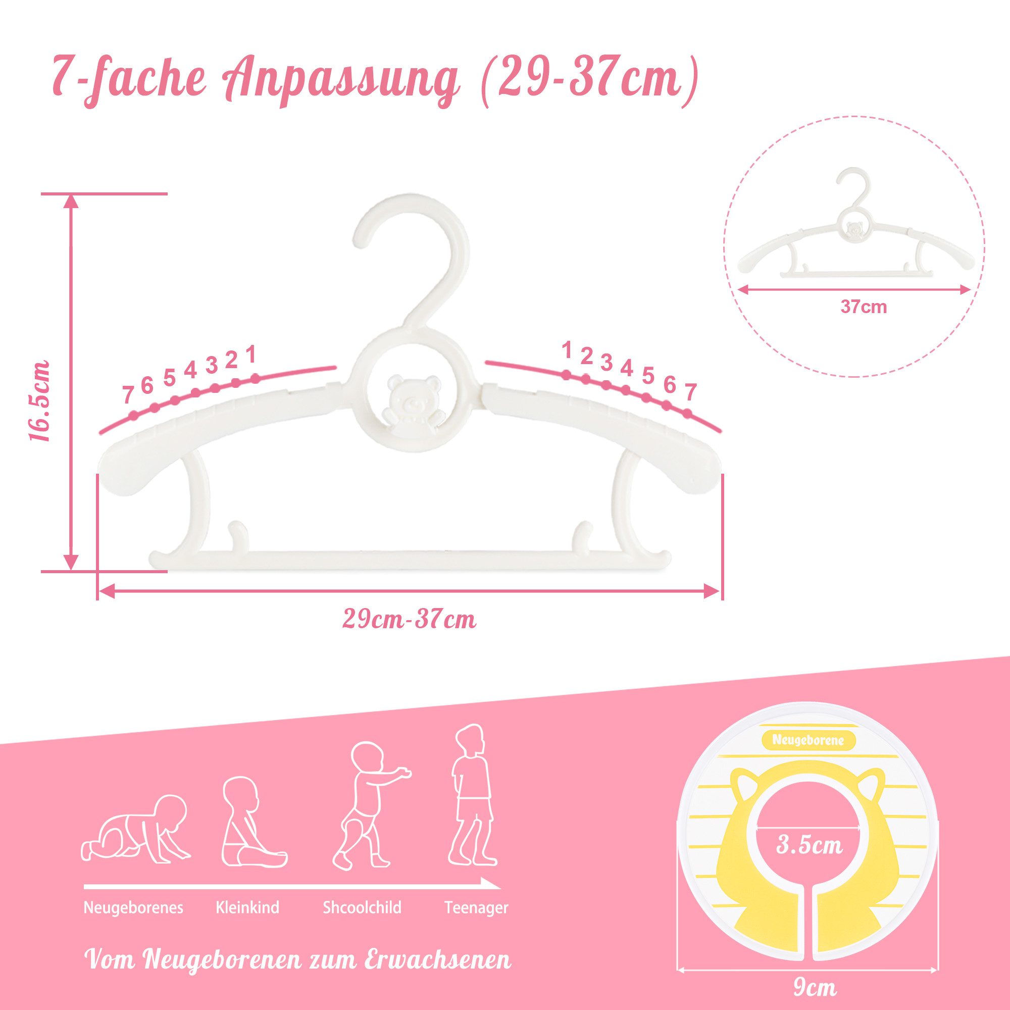 ElitVita Kleiderbügel Verstellbare Kinderkleiderbügel, Rutschfest, mit Größ günstig online kaufen