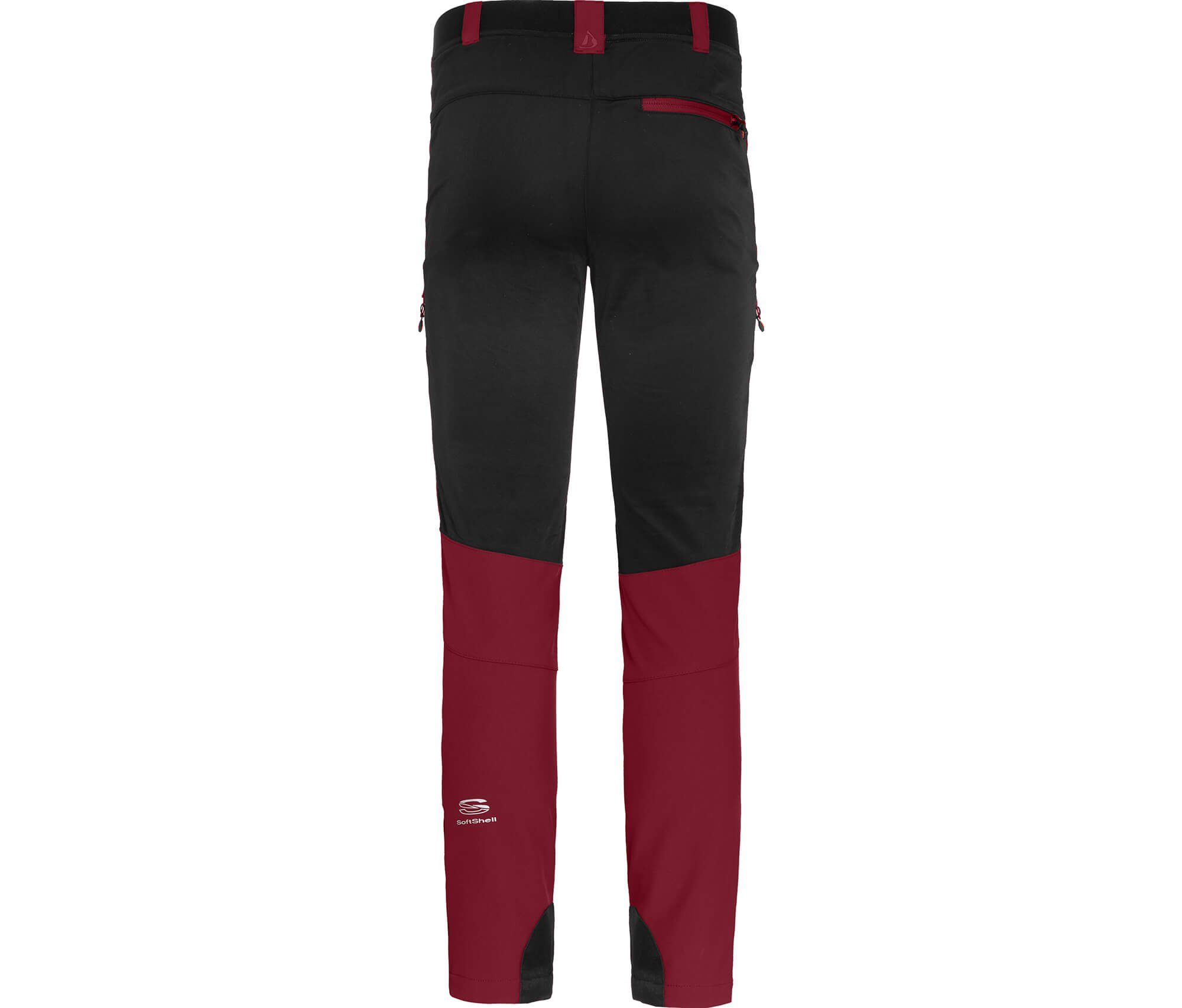 Bergson Outdoorhose LARVIK COMFORT Softshellhose, Herren (slim) dunkel Normalgrößen, rot warmem voll Innenfleece und Gesäßeinsatz, Winter mit elastischem