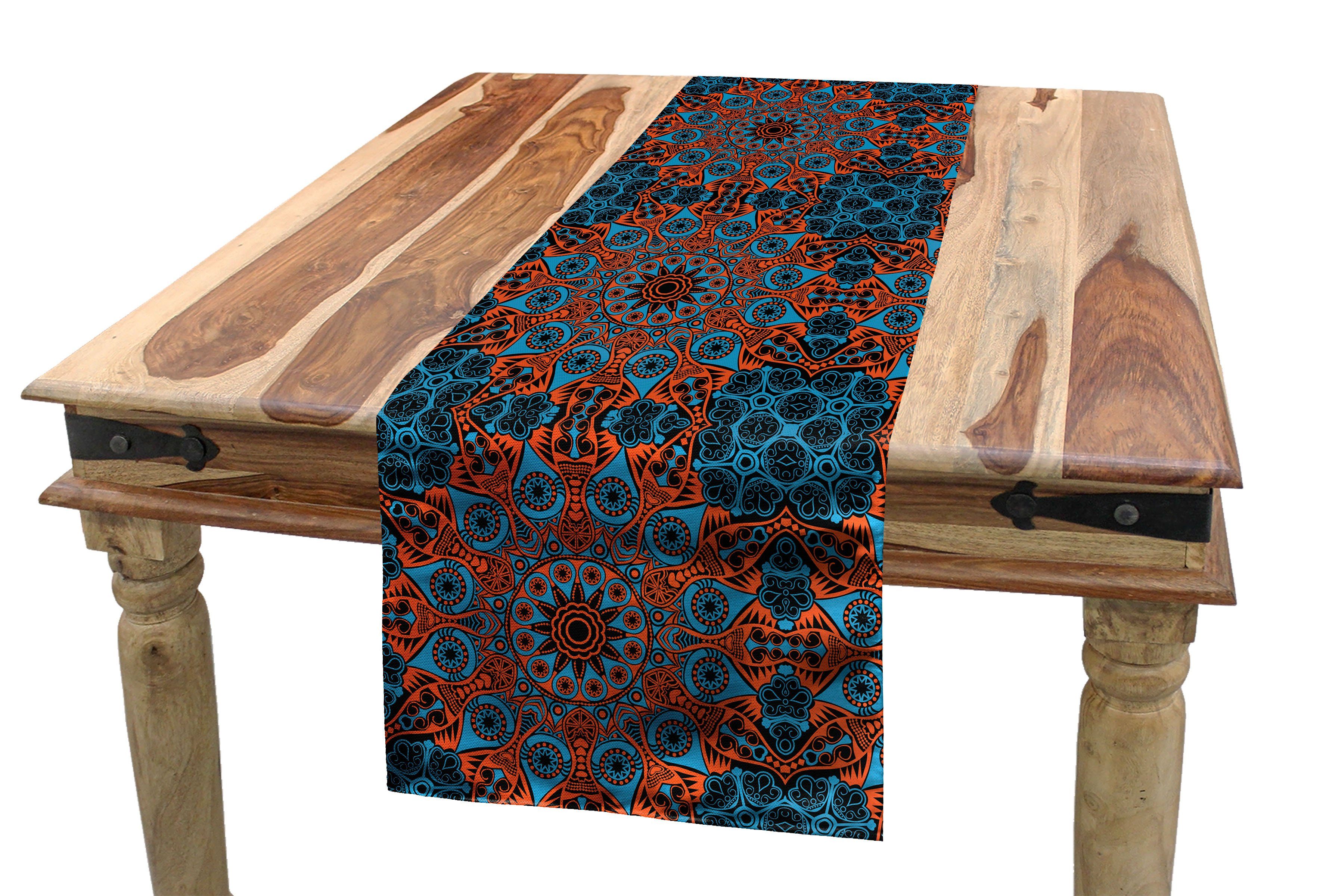 Abakuhaus Tischläufer Esszimmer Küche Rechteckiger Dekorativer Tischläufer, Mandala Chinese Lace Motif