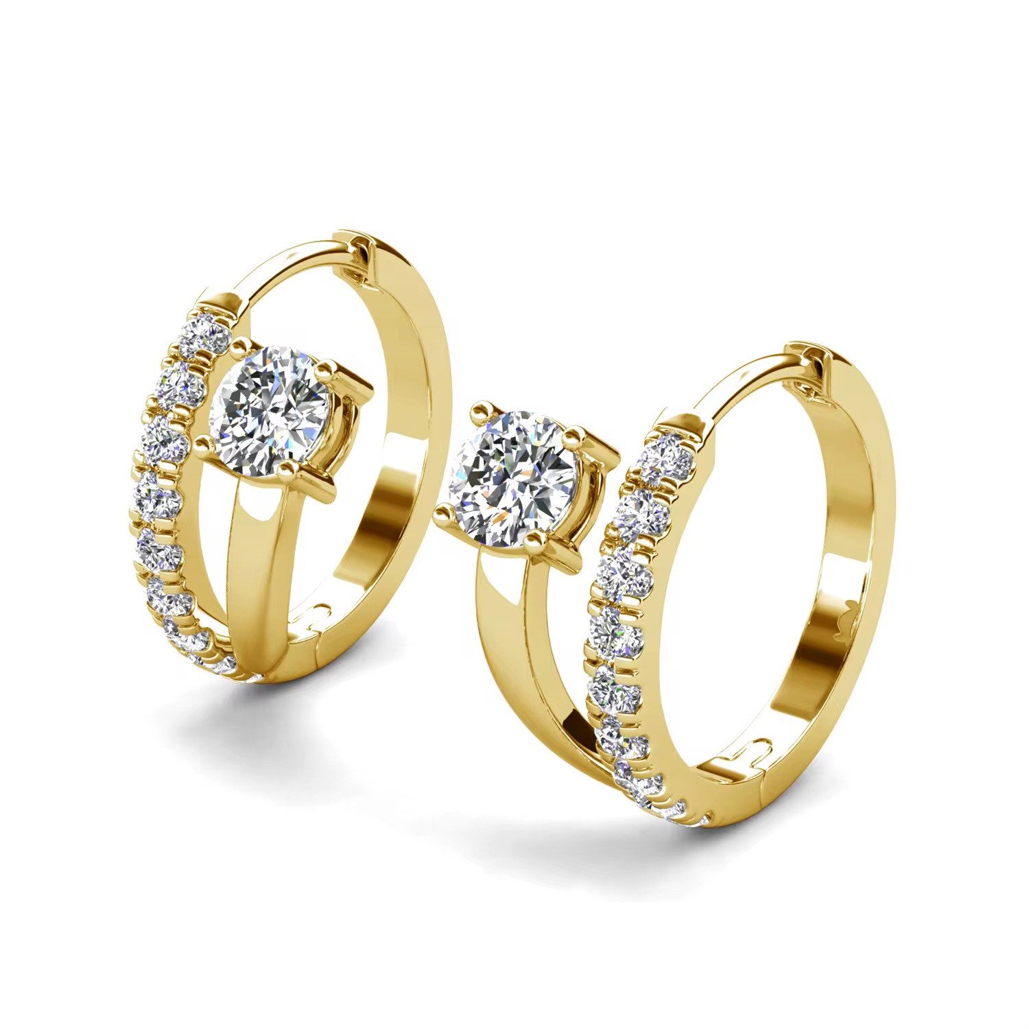 ROUGEMONT Paar Creolen Funkelnde Damen Creolen Ohrringe Hypoallergen 1,7 cm, Hypoallergen