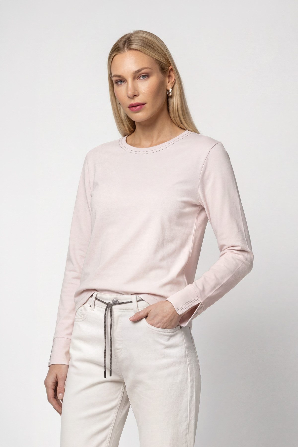 Monari Langarmshirt Shirt Basic Schmuck Regular fit mit Rundhalsausschnitt