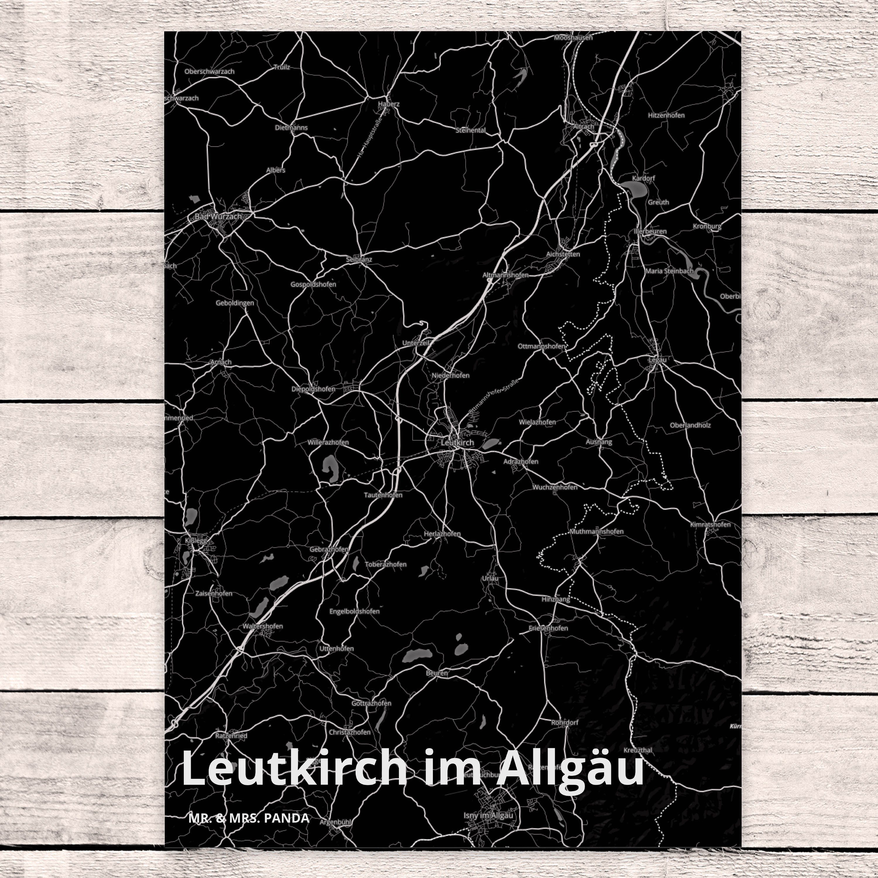Map Panda Mrs. Leutkirch Allgäu - Postkarte Mr. Geschenk, & Landkarte im Stadtp Karte Dorf Stadt