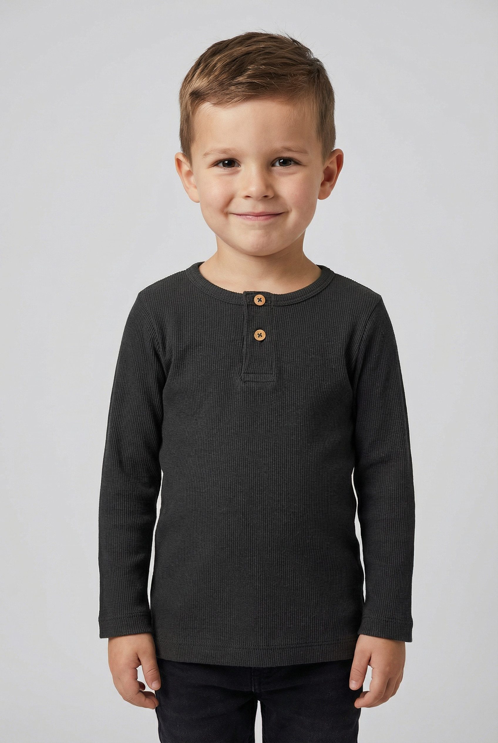 Name It Langarmshirt NMMKAB LS TOP NOOS Im Henley-Stil - mit kurzer Knopfleise, normal geschnitten