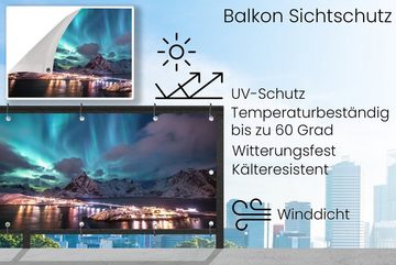 MuchoWow Balkonsichtschutz Aurora - Eiscreme - Abend (1-St) Balkonbanner, Sichtschutz für den Balkon, Robustes und wetterfest
