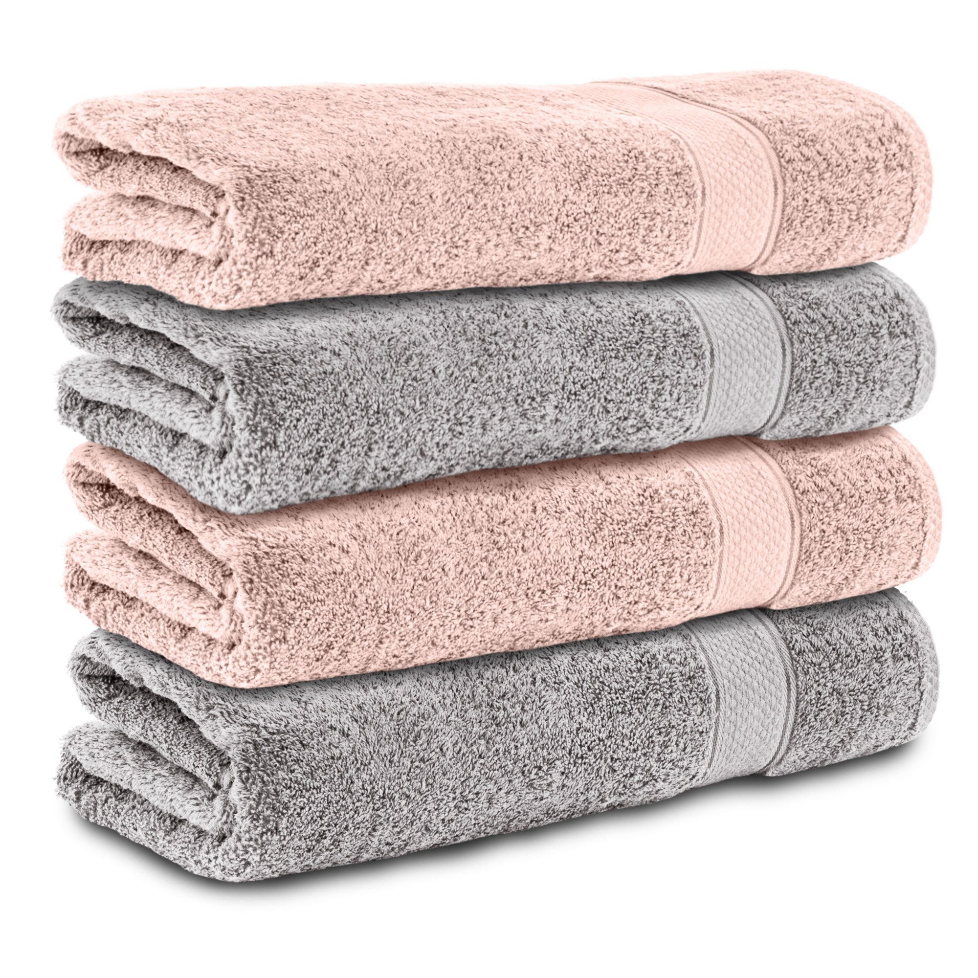 Komfortec Badetücher 100% Baumwolle, 470 g/m², Frottee (4-St), Handtücher 70x140 cm Set, Weich