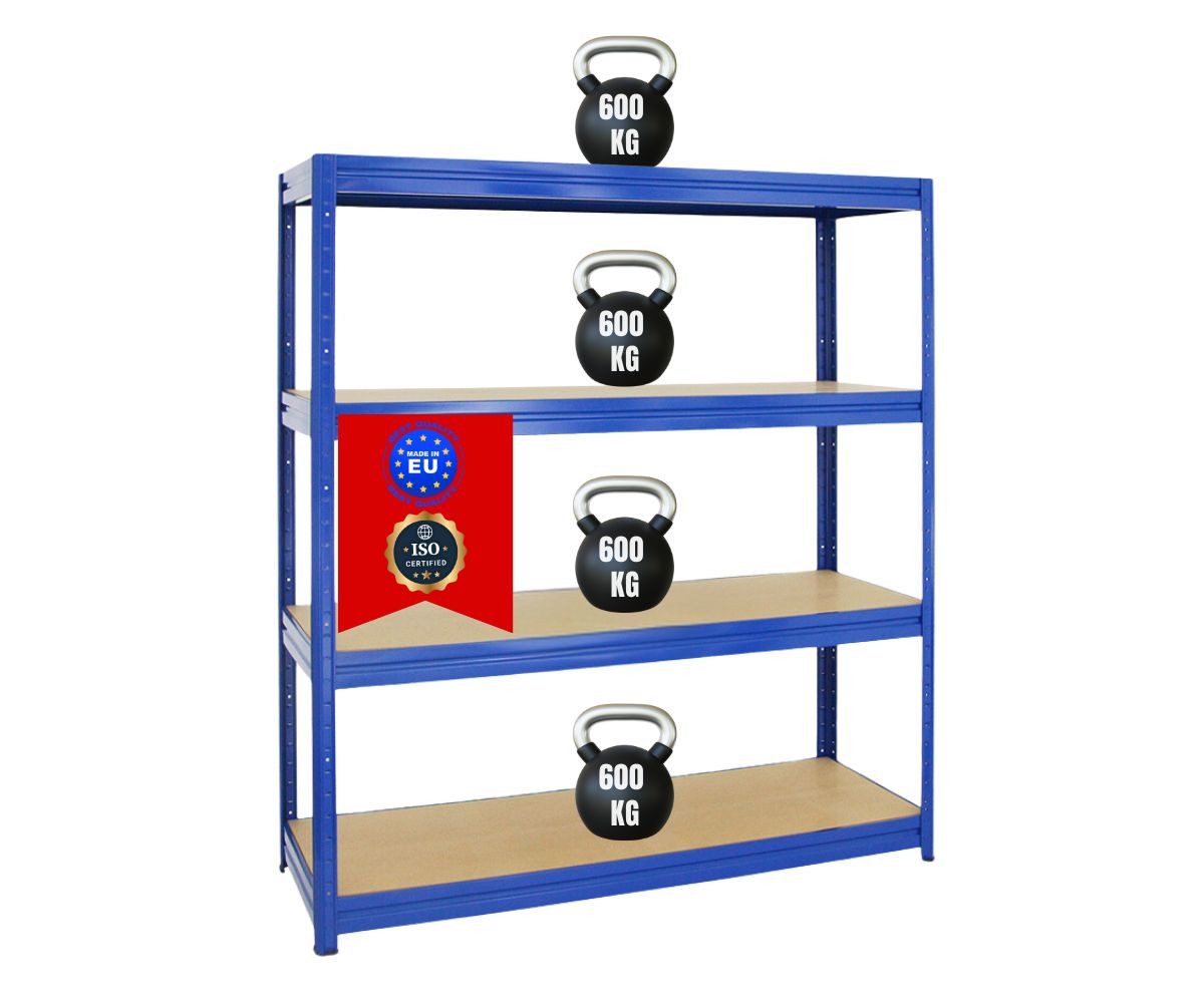 PROREGAL® Schwerlastregal Robustes Steckregal Lastenregal DINO mit 4 stabilen Fachböden, 4 Ebenen Steckmontage ohne Werkzeug hohe Belastbarkeit
