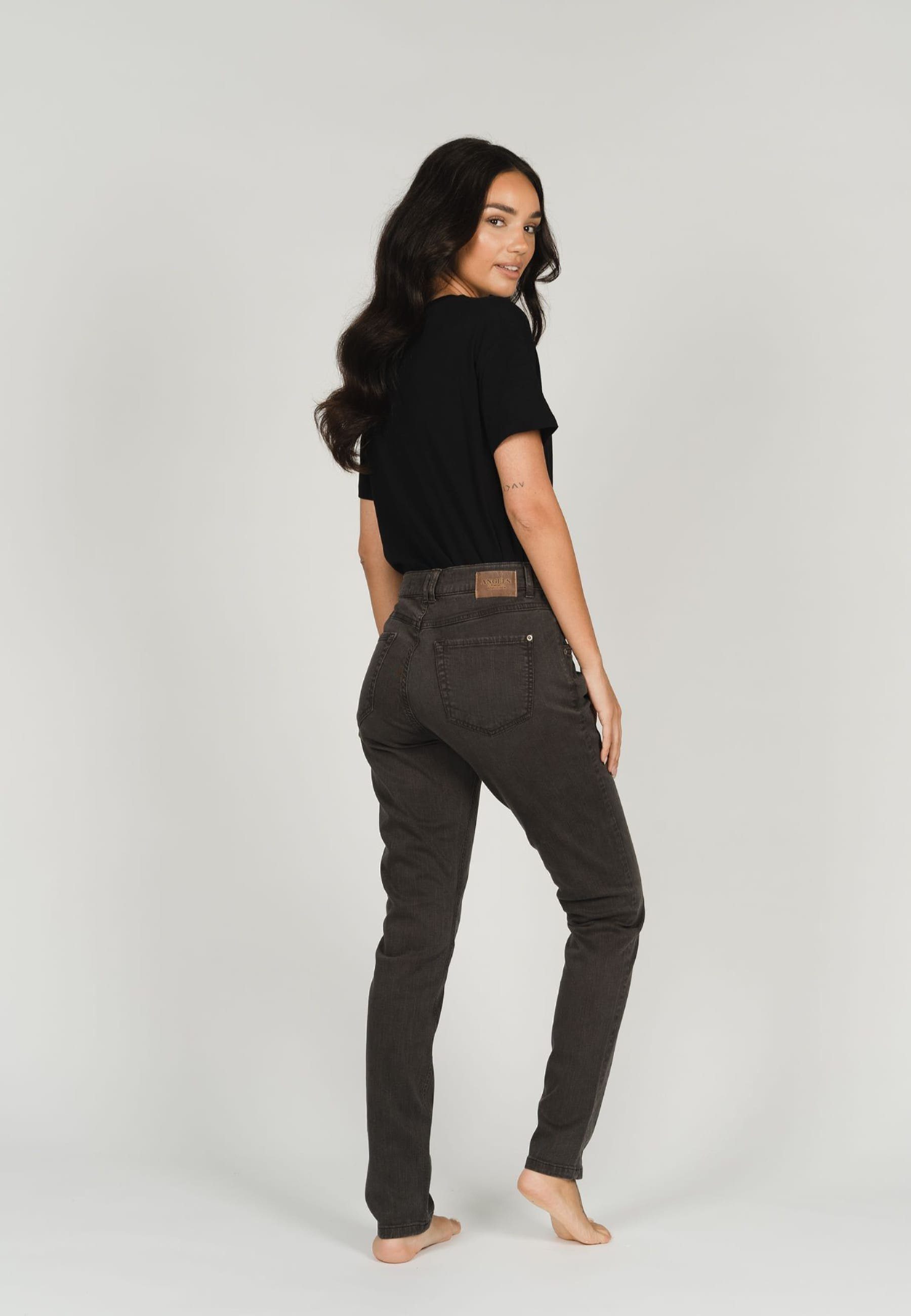 dunkelbraun Skinny Slim-fit-Jeans mit Denim Coloured Button Jeans ANGELS