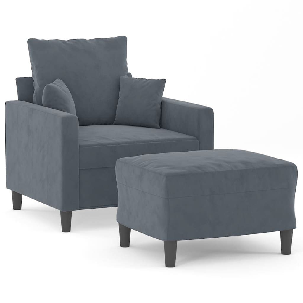 vidaXL Sofa Sessel mit Hocker Dunkelgrau günstig online kaufen