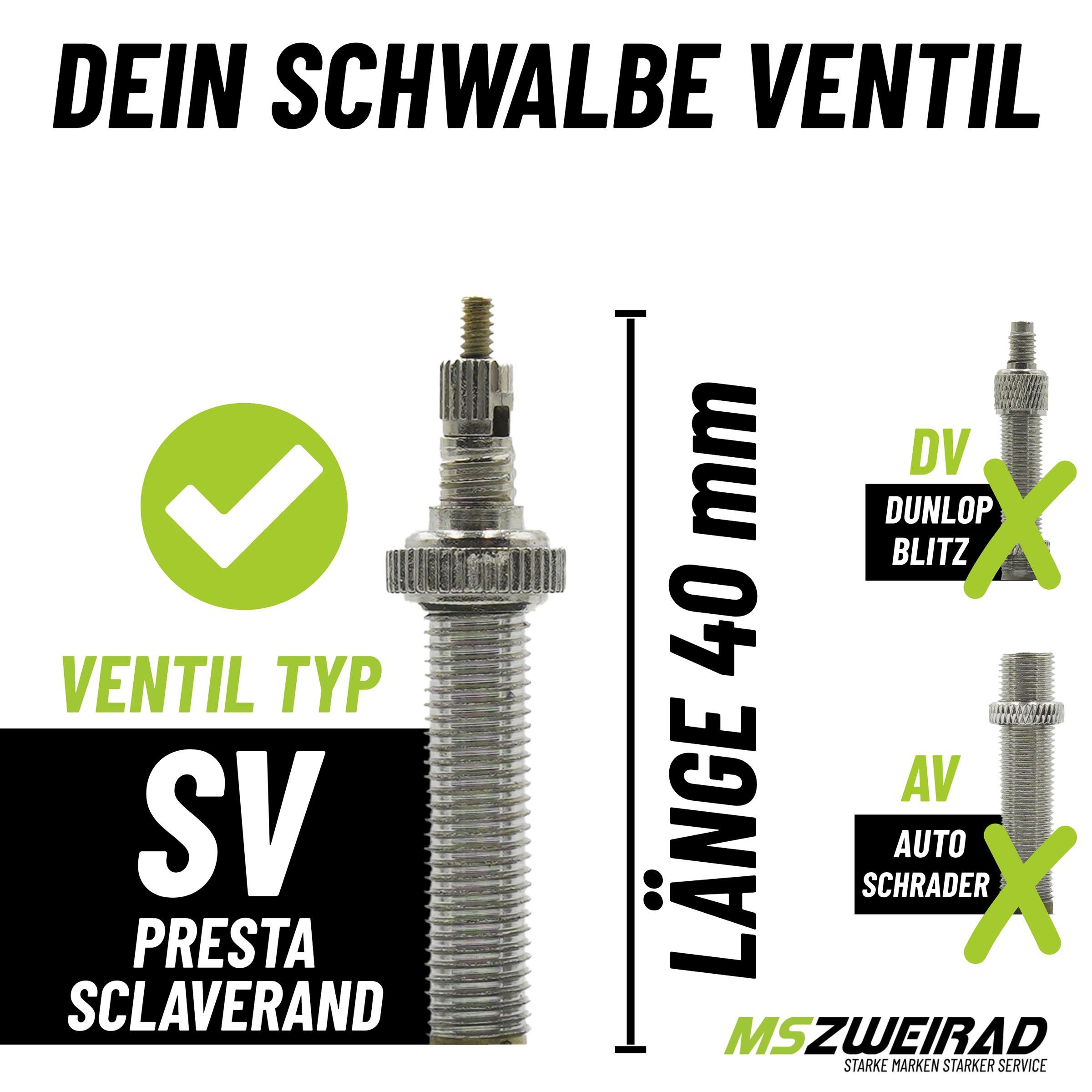 Schwalbe Fahrradschlauch 2x Schwalbe Fahrradschlauch 27,5 28 29" SV19 (40/62-584/635) + Heber
