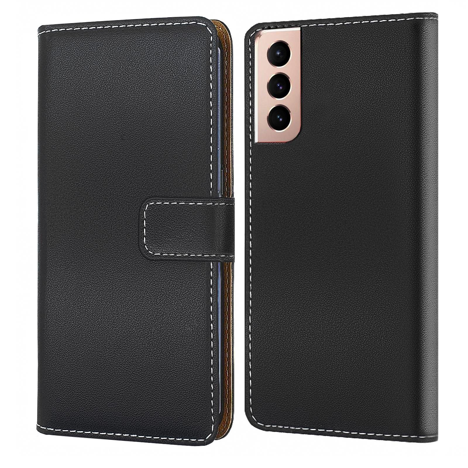 Numerva Handyhülle Bookstyle Etui Handytasche für Samsung Galaxy S22 / Plus / Ultra, Klapphülle Flip Cover Schwarz