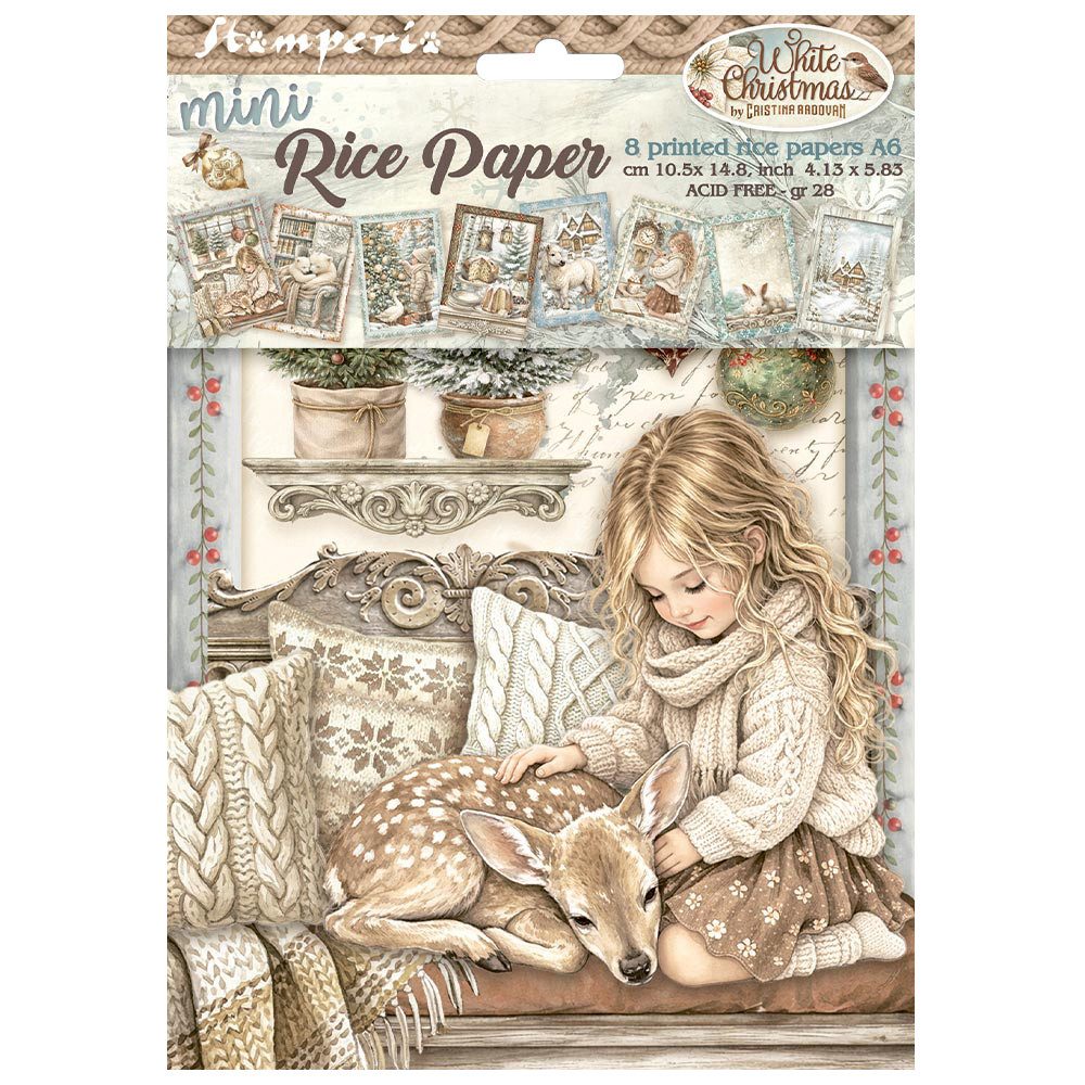 Stamperia Seidenpapier Motiv-Strohseiden Sortiment White Christmas, DIN A6, 8er Set