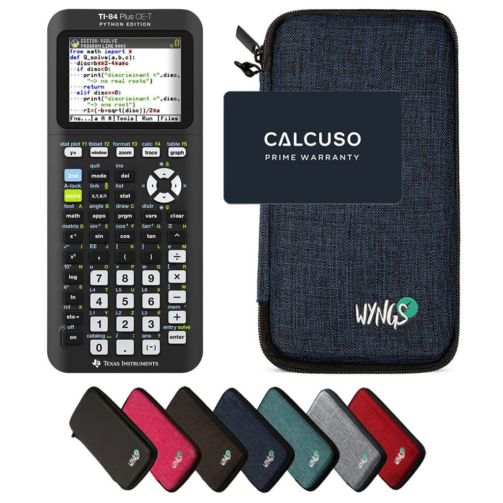 Texas Instruments Taschenrechner TI-84 Plus CE-T Python Edition inkl. WYNGS Schutztasche Blau