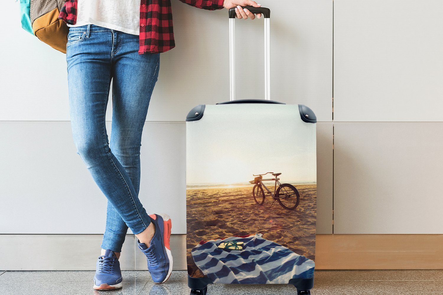 Trolley, rollen, Handgepäck Rollen, Strand Handgepäckkoffer 4 - Handtuch, mit Reisetasche Reisekoffer Fahrrad für MuchoWow Ferien, -
