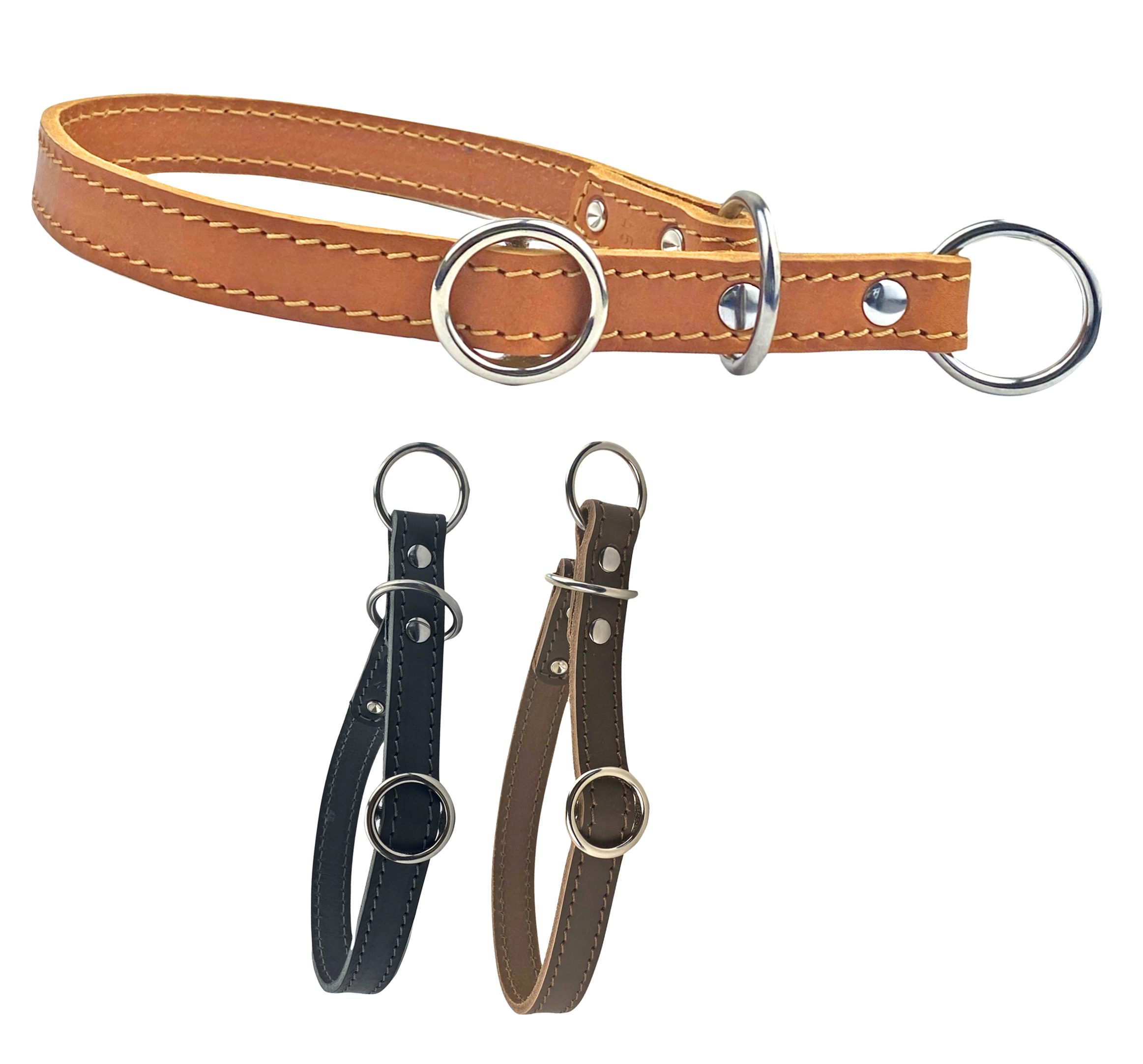 MediMuc Hunde-Halsband Zugstopp Hundehalsband, Lederhalsband mit Zugstopp