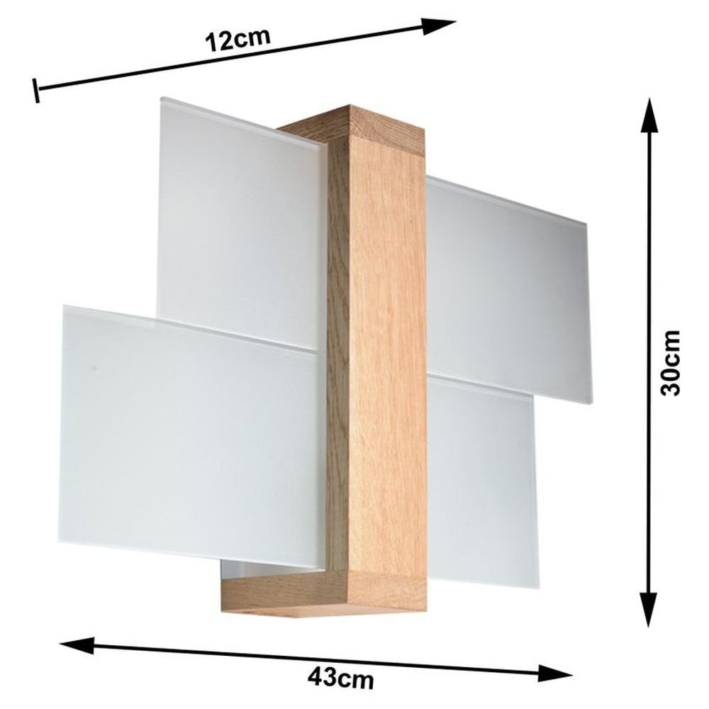 60W, Leuchtmittel Angabe, Wandleuchte, keine und Wandleuchte Weiß warmweiss, Glas enthalten: Wandlampe, Andrea Nein, max. Wandlicht Holz hellem Wandleuchte, famlights aus in E27