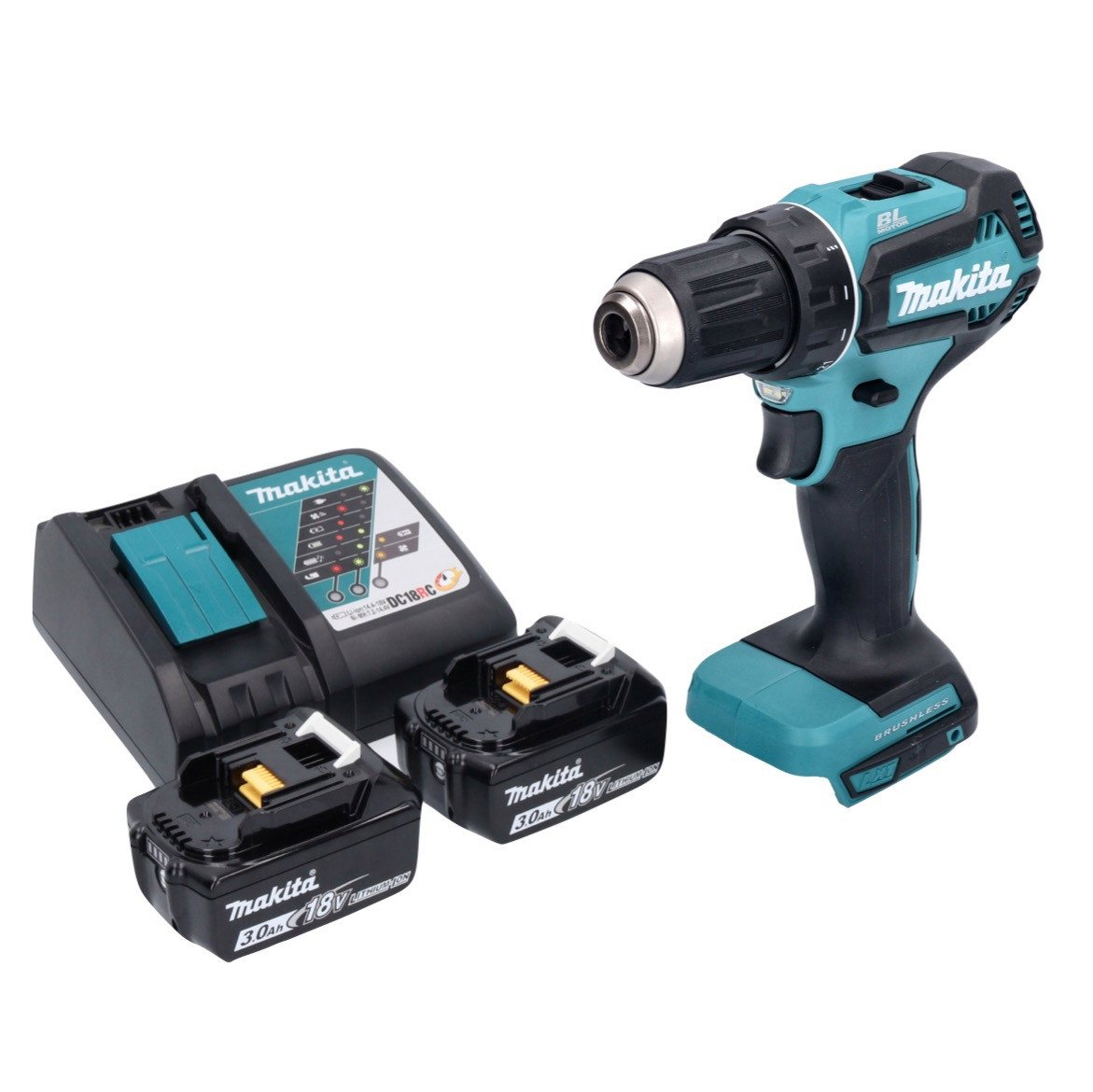 Thumbnail - Makita Säulenbohrmaschine DDF 485 RF Akku Bohrschrauber 18 V 50 Nm Brushless + 2x Akku 3,0 Ah +