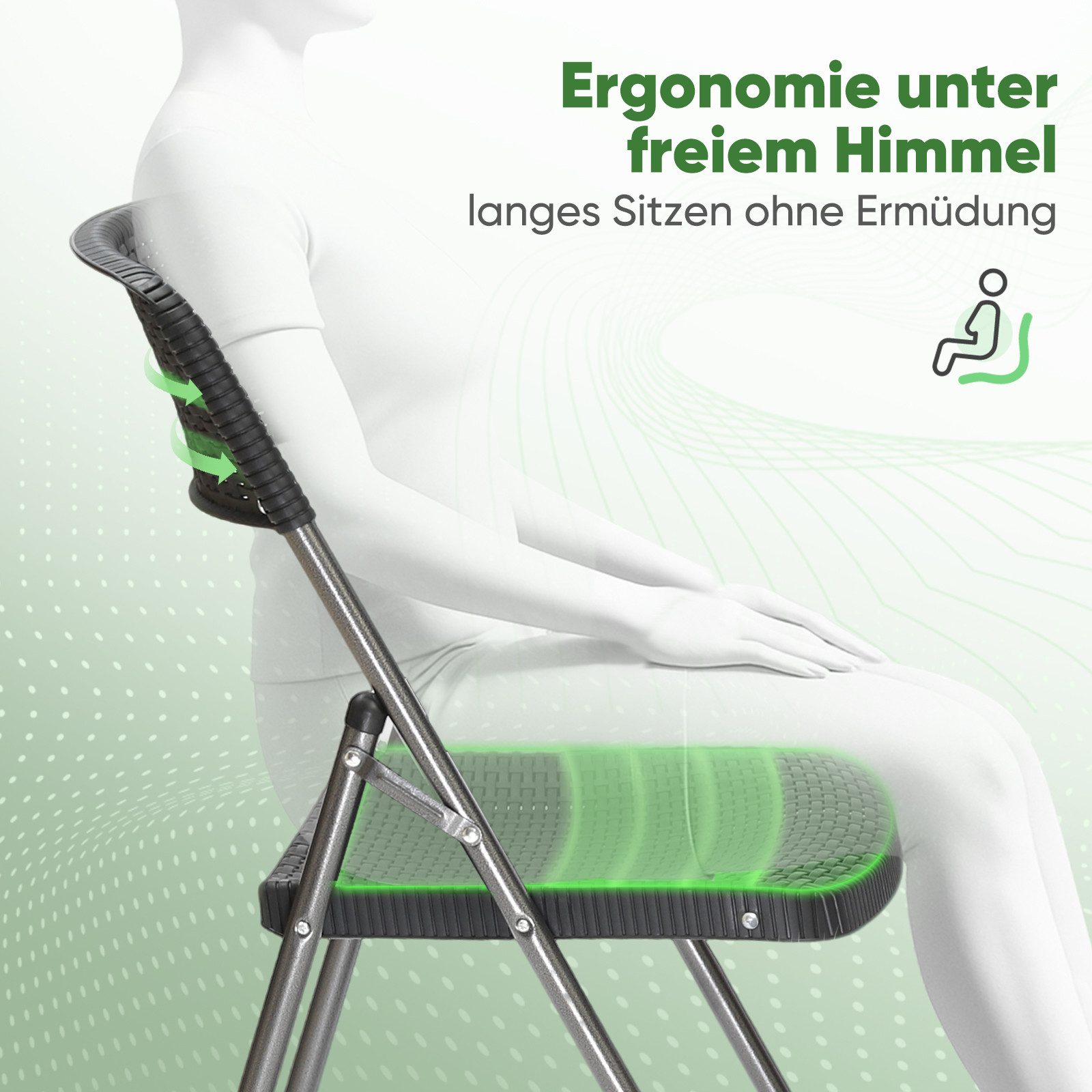 Sekey Balkonset Balkonmöbel Set 2 Personen Platzsparend Balkonset aus Polyrattan, (3-tlg), Gartentisch und 2 Gartenstuhl Klappbar Gartenmöbel für Balkon Terrasse